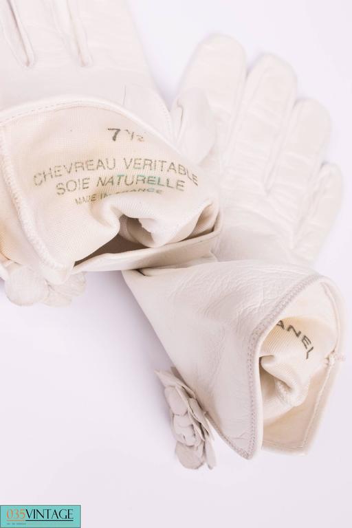 Chanel Micro Mini Kelly Flap Bag Vintage - off-white +leather gloves at 1stdibs