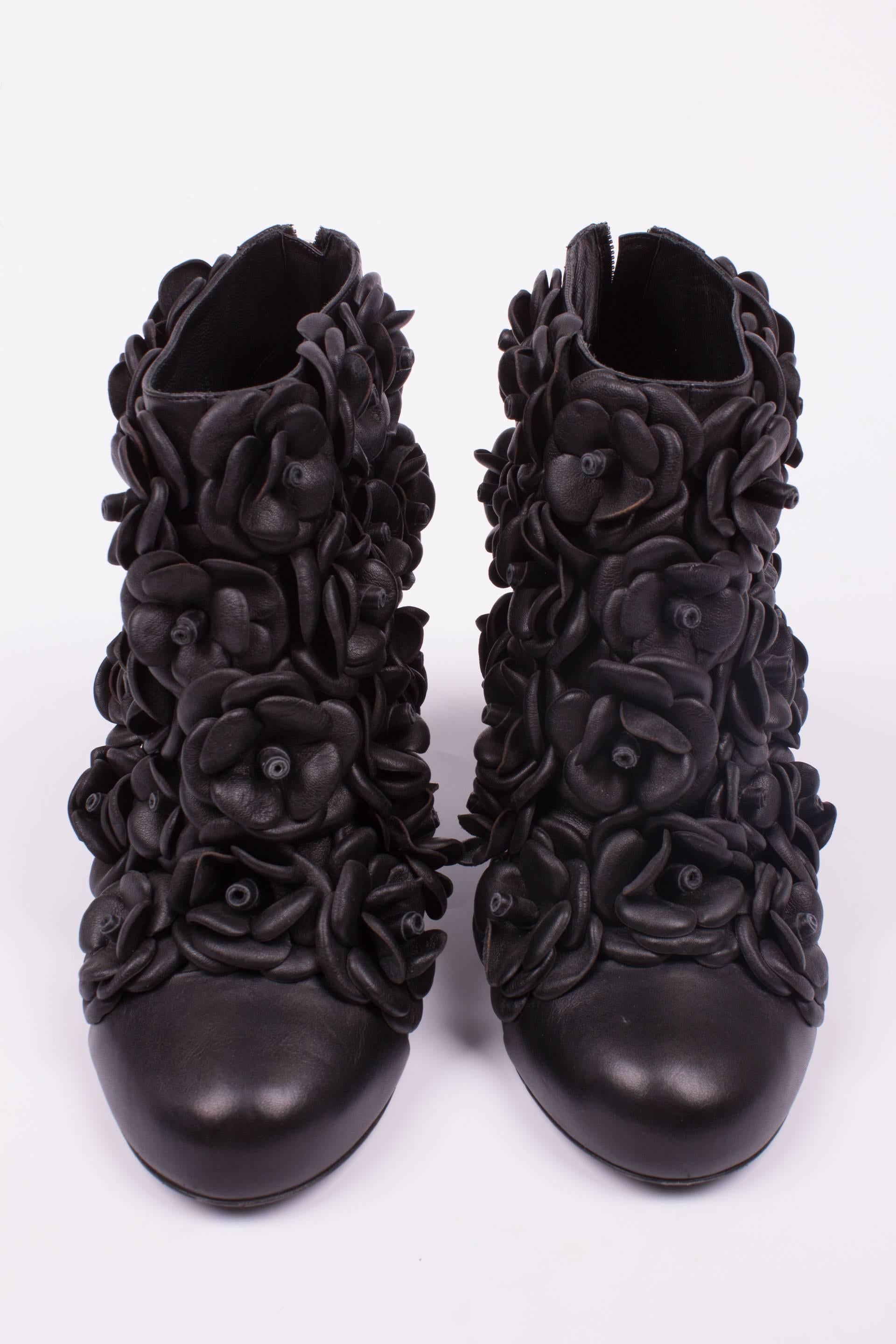 chanel camellia boots