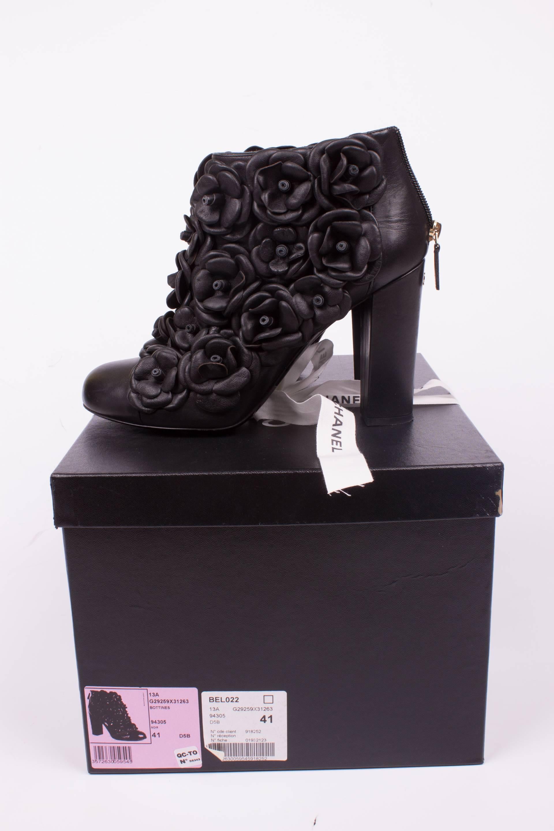 chanel flower boots