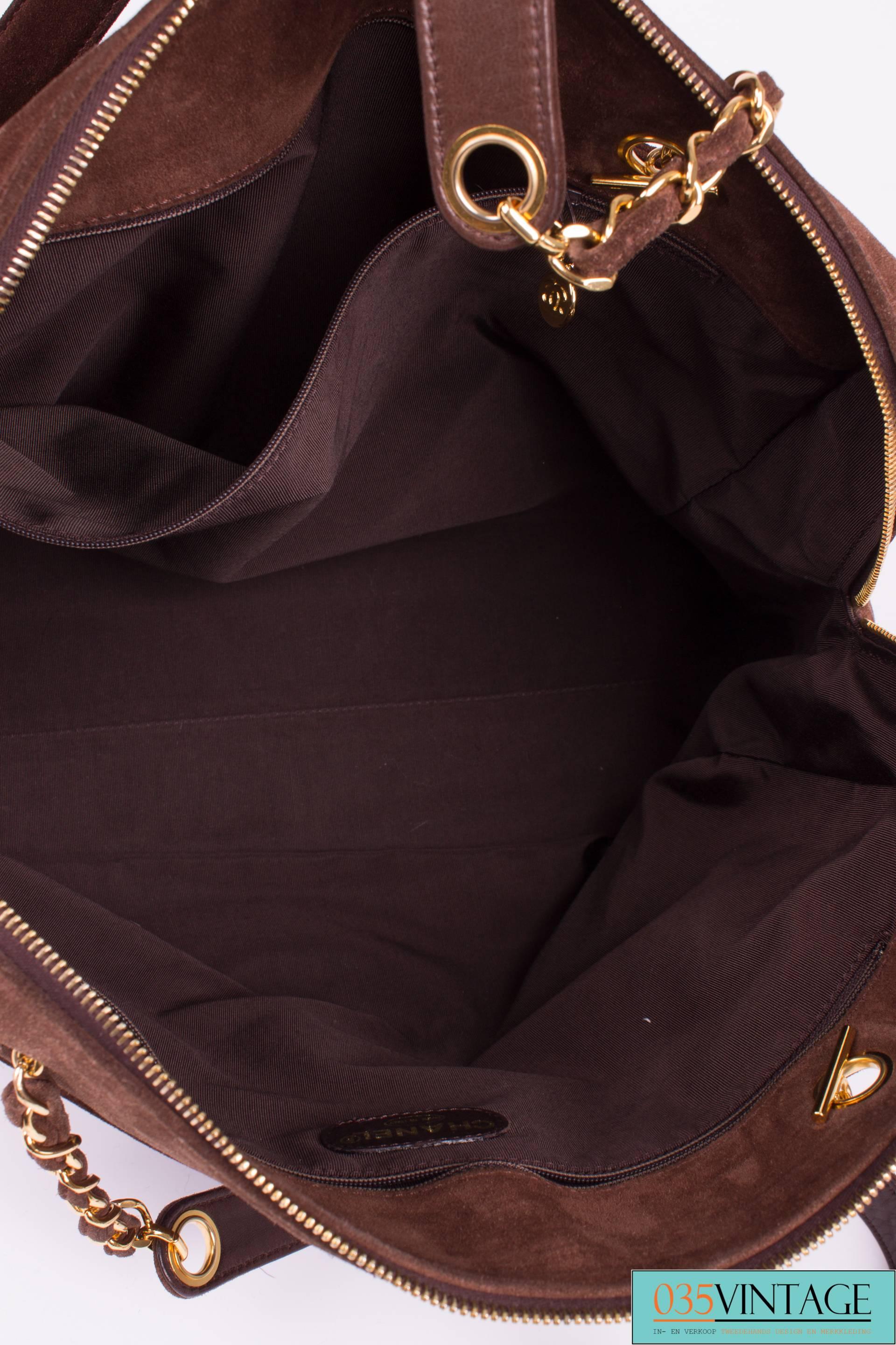 Women's Chanel Shopping Tote Bag - brown suède 1997