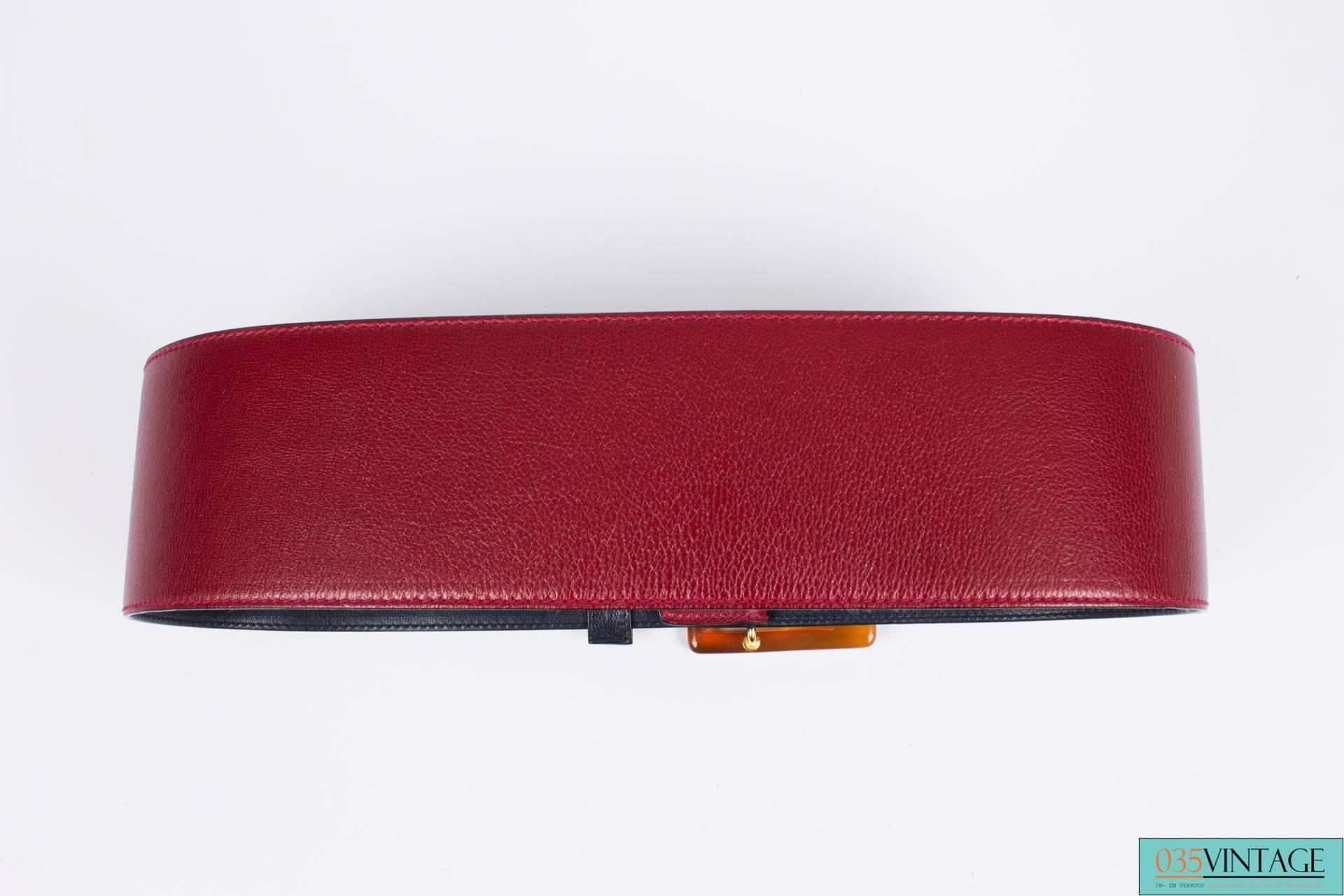 Red Gucci Belt Leather- burgundy red