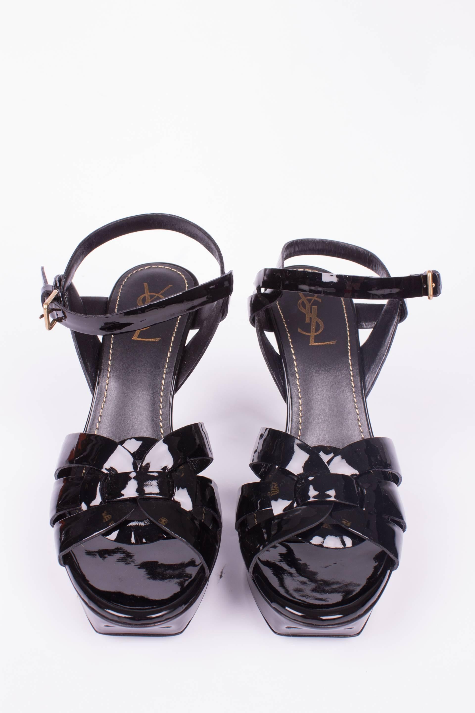 Women's  Yves Saint Laurent Tribute Sandalette - black patent leather  For Sale