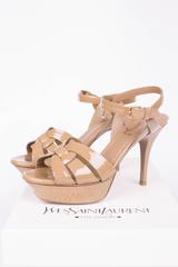 Yves Saint Laurent Tribute Sandalette - beige patent leather