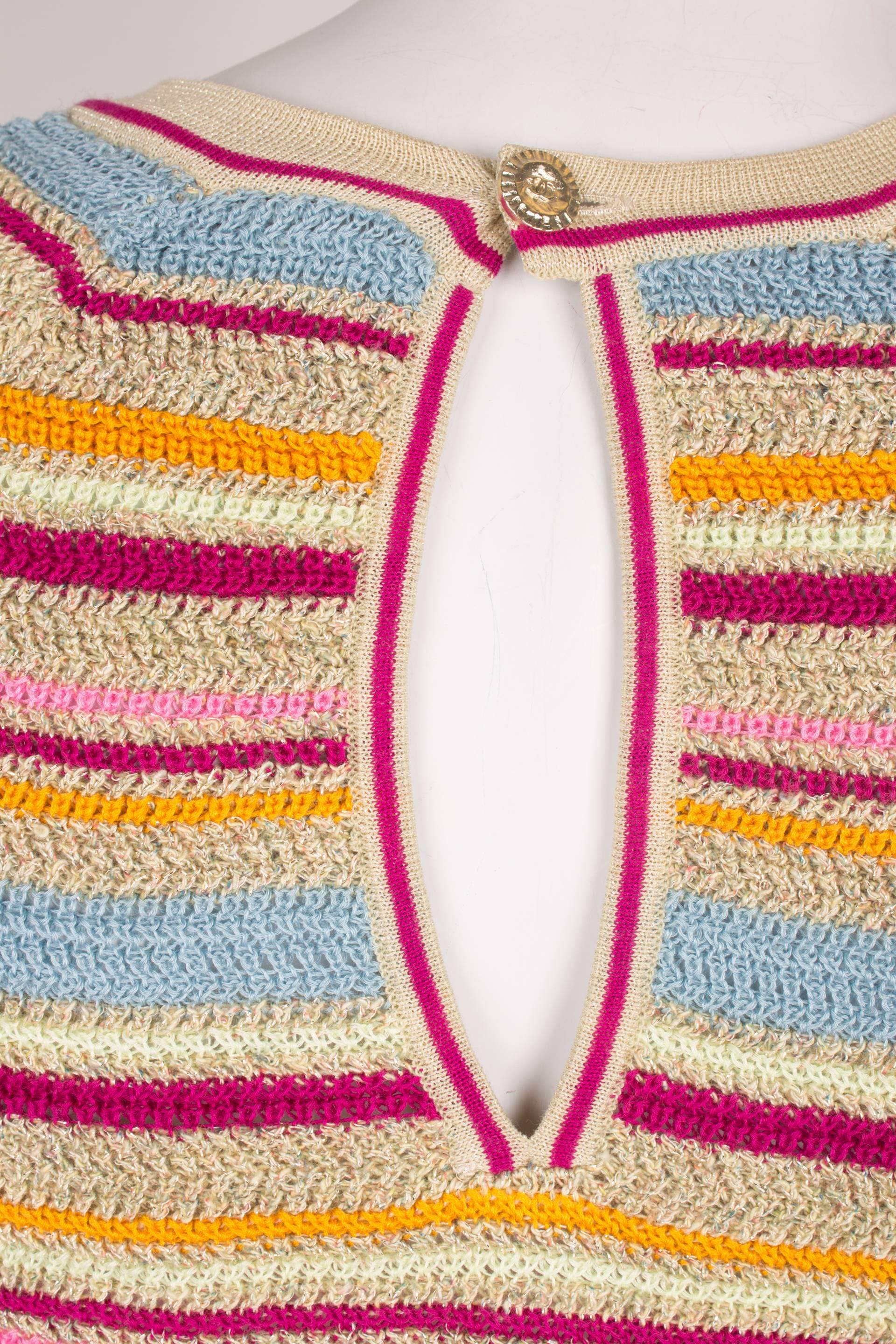 Chanel Tan and Multi-Colored Cotton Knit Short Striped Dress Resort 2011  1