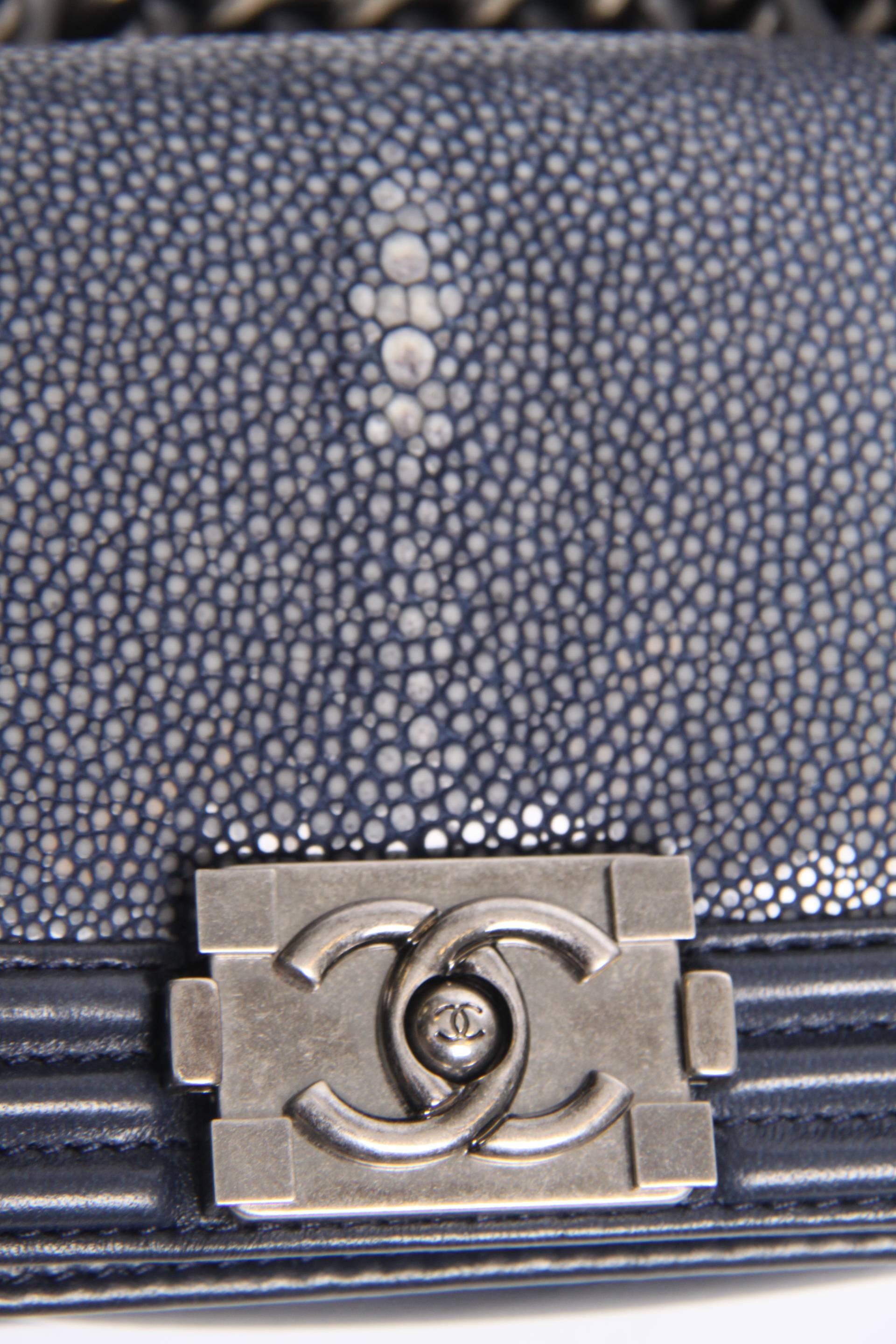 Women's Chanel Mini Boy Bag Stingray Limited Edition - dark blue