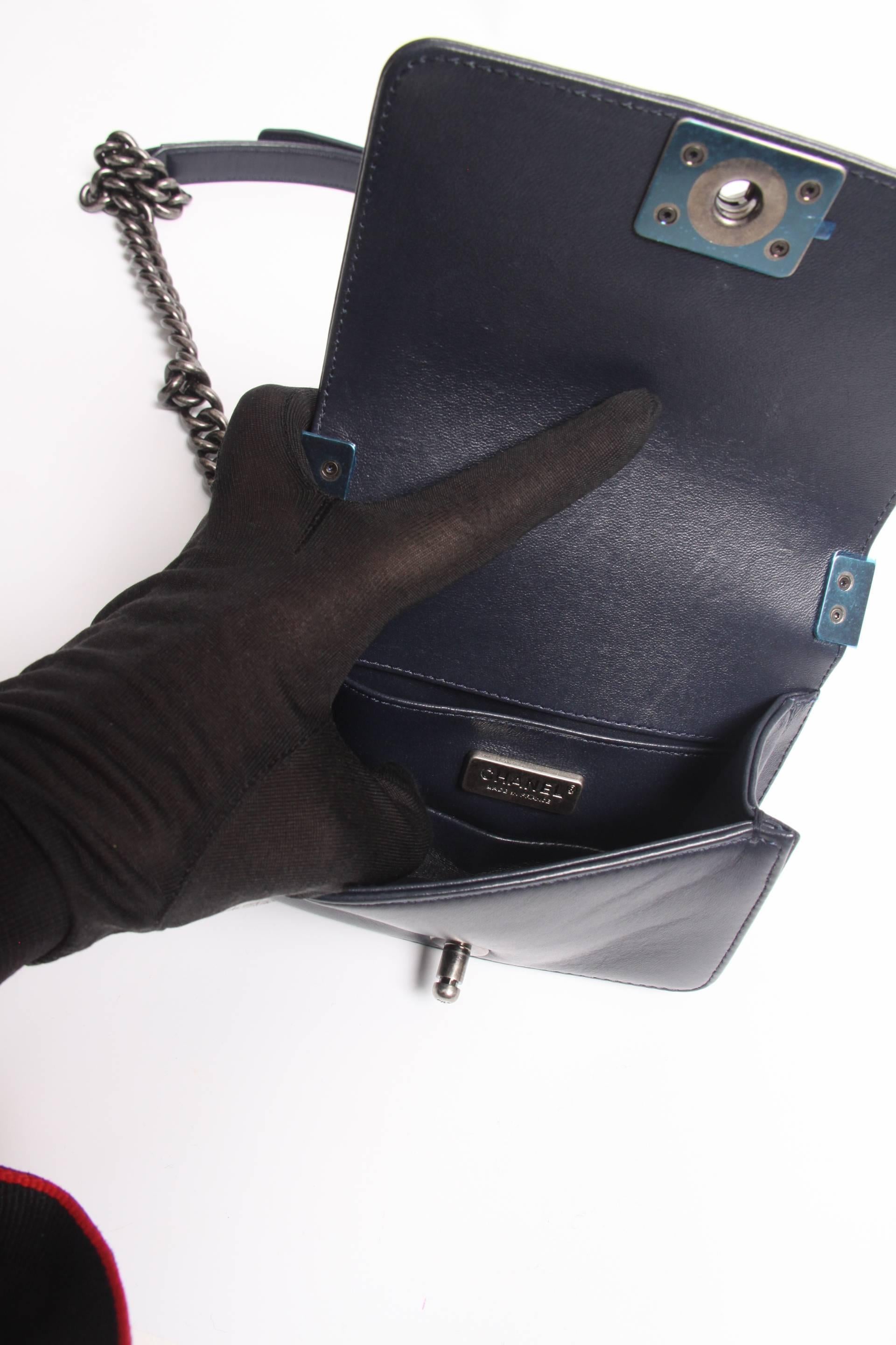 Gray Chanel Mini Boy Bag Stingray Limited Edition - dark blue