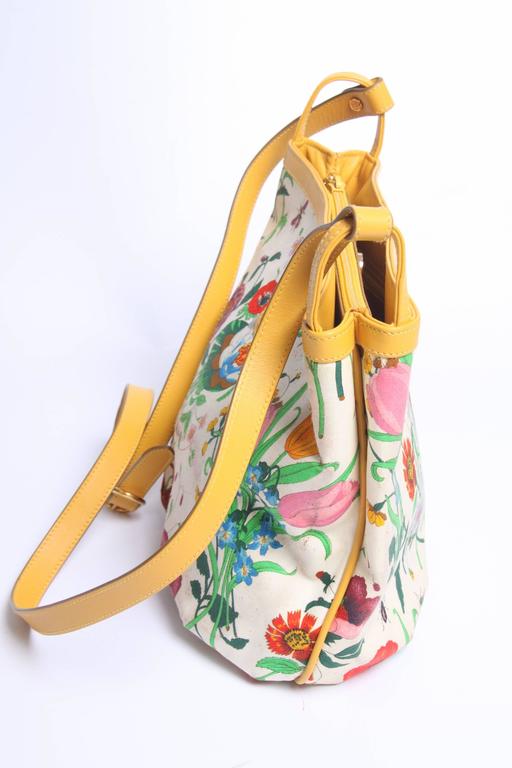  Gucci  Floral Print Crossbody Bag Vintage yellow at 1stdibs