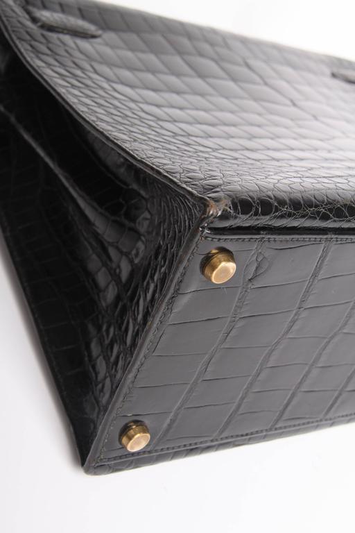 Hermes Kelly 32 Crocodile Leather Bag - black-collector's item and very ...