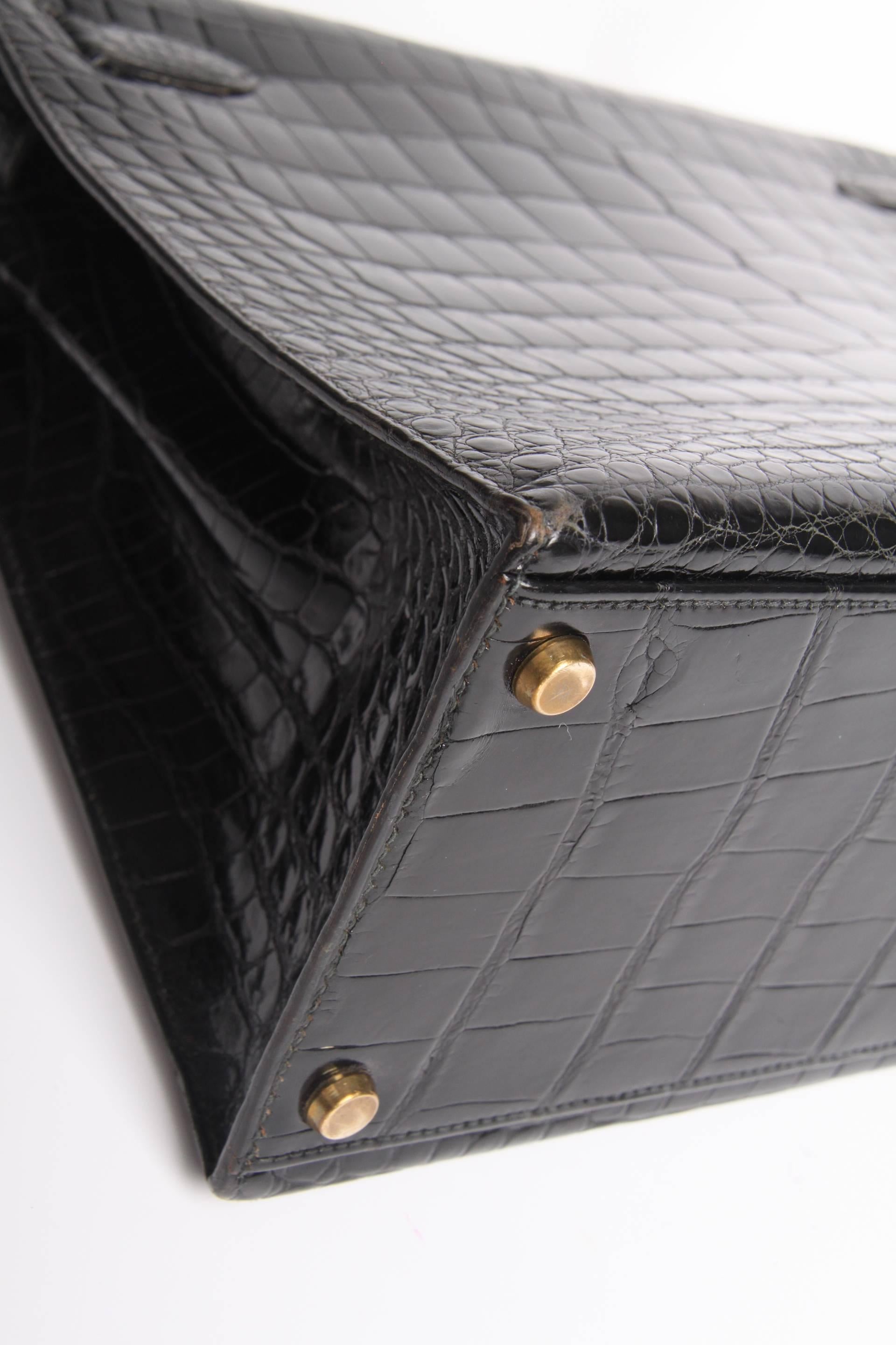 Hermes Kelly 32 Crocodile Leather Bag - black-collector's item and very very rar 1