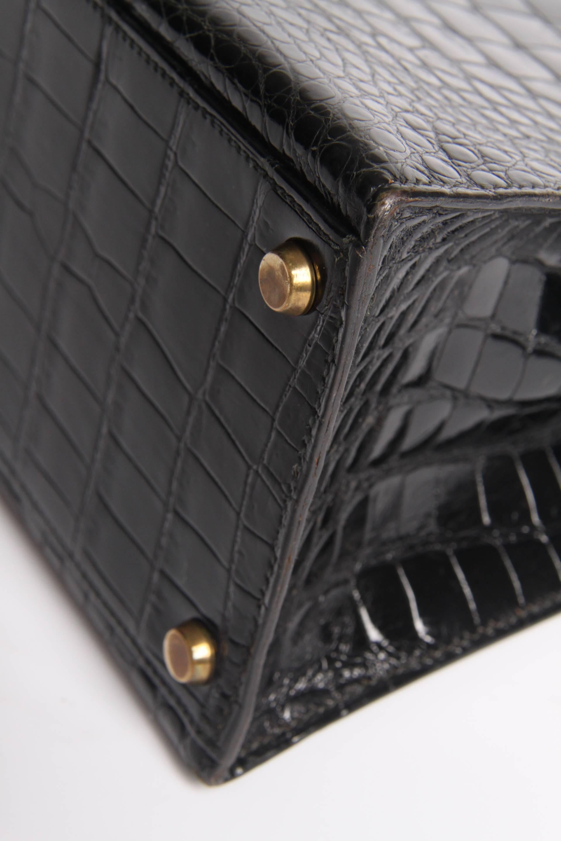 Hermes Kelly 32 Crocodile Leather Bag - black-collector's item and very very rar 2