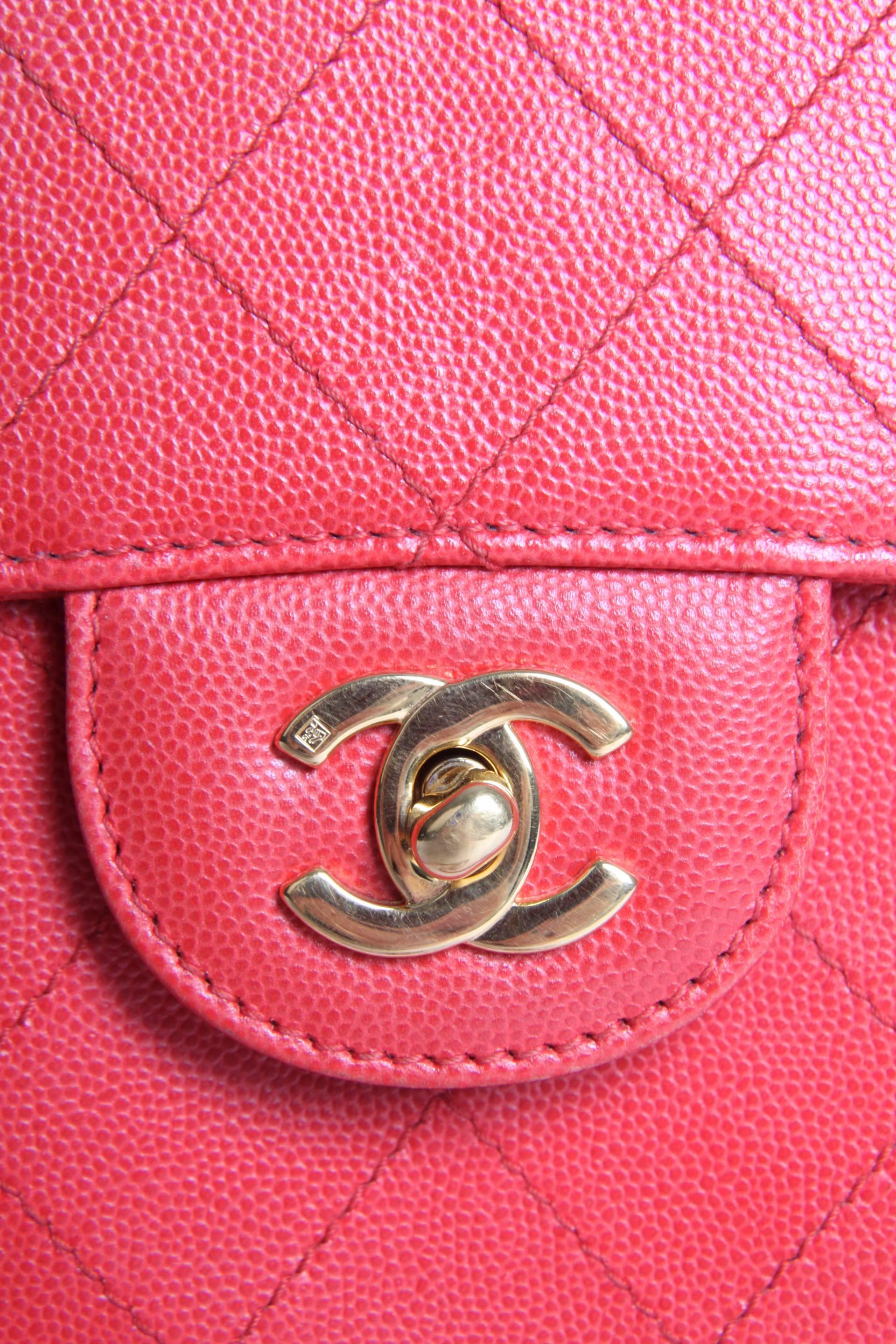 1997 Chanel Jumbo Flap Bag Vintage - red caviar leather -crossbody 1