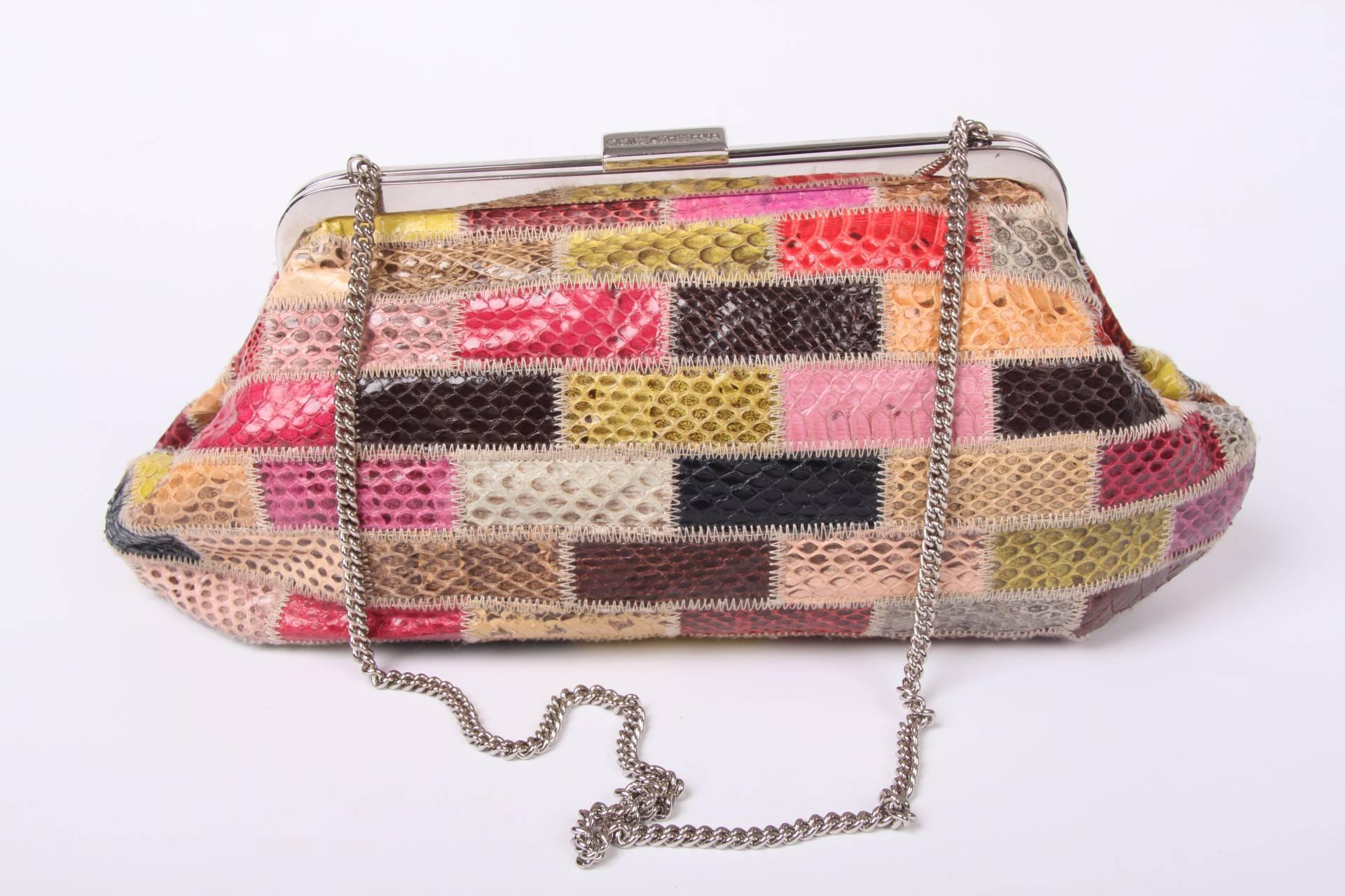  Dolce & Gabbana Python Patchwork Clutch and Belt - multi colour  In Excellent Condition In Baarn, NL