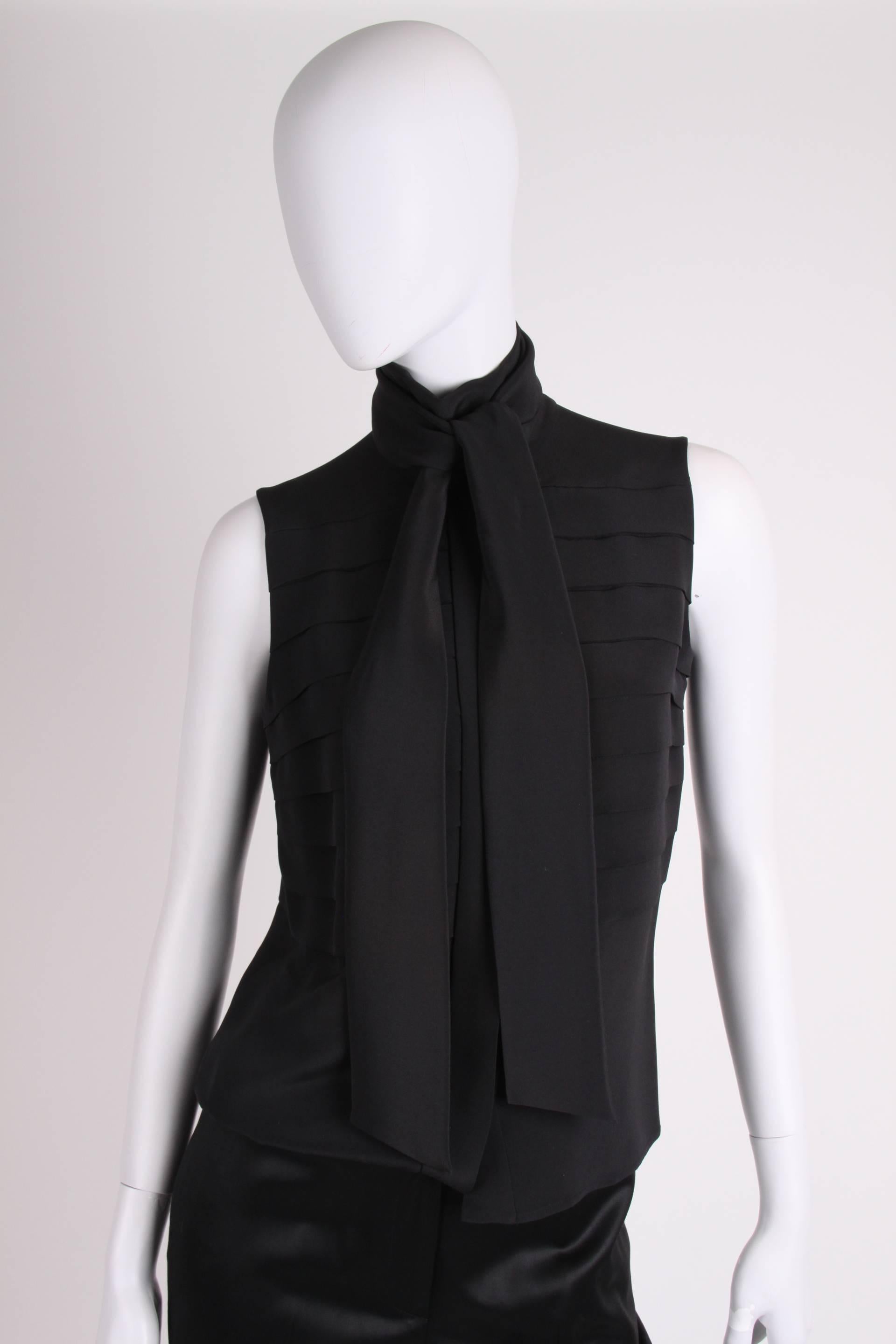 Black  Chanel Silk Sleeveless Blouse - black  For Sale