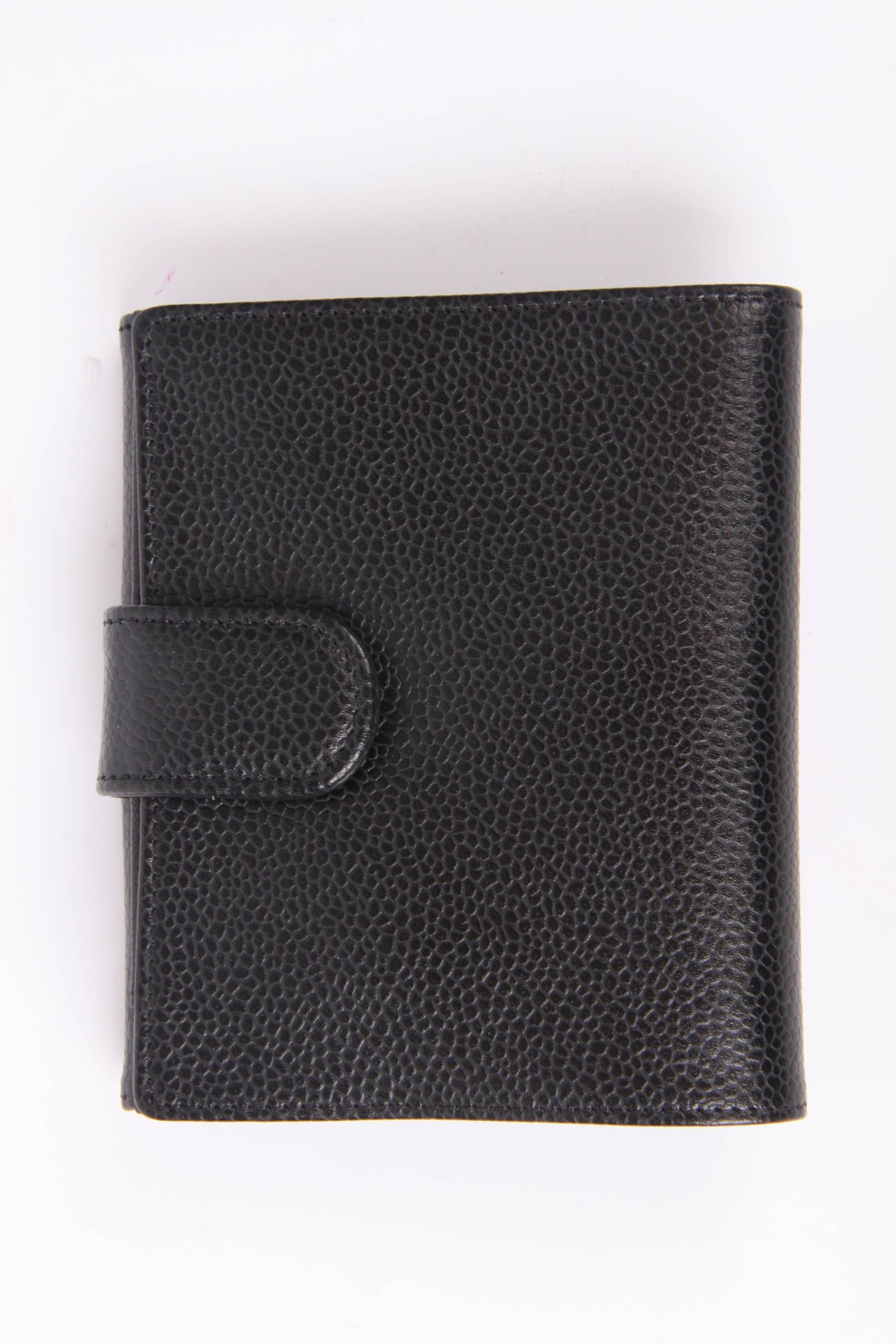 Women's or Men's Chanel Caviar Leather CC Billfold Wallet - black 