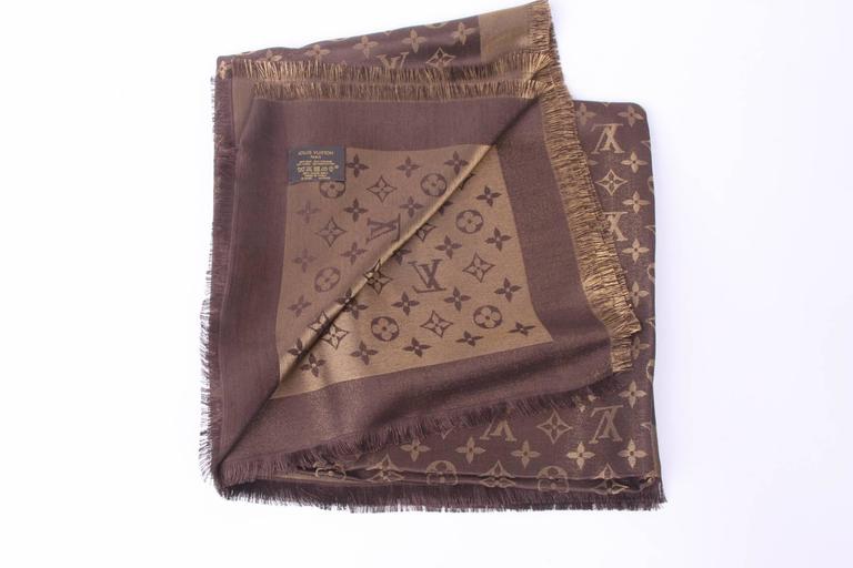 Louis Vuitton Monogram Scarf - Brown and Gold at 1stdibs