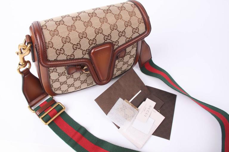 Gucci Lady  Shoulder Bag Medium Leather Canvas brown at 1stDibs
