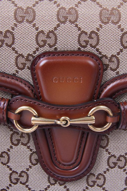 Gucci Lady  Shoulder Bag Medium Leather Canvas brown at 1stDibs