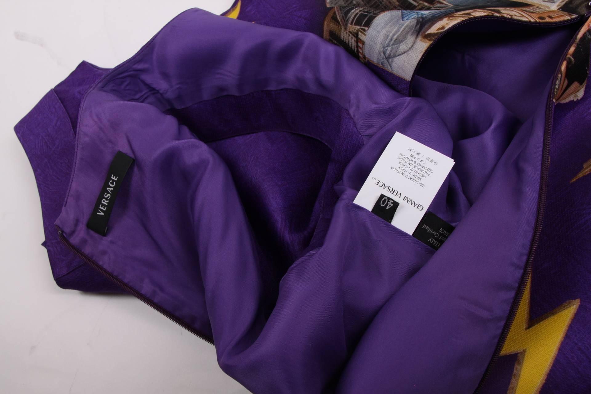 Gray Versace & Tim Roeloffs Art Print Silk Dress - purple