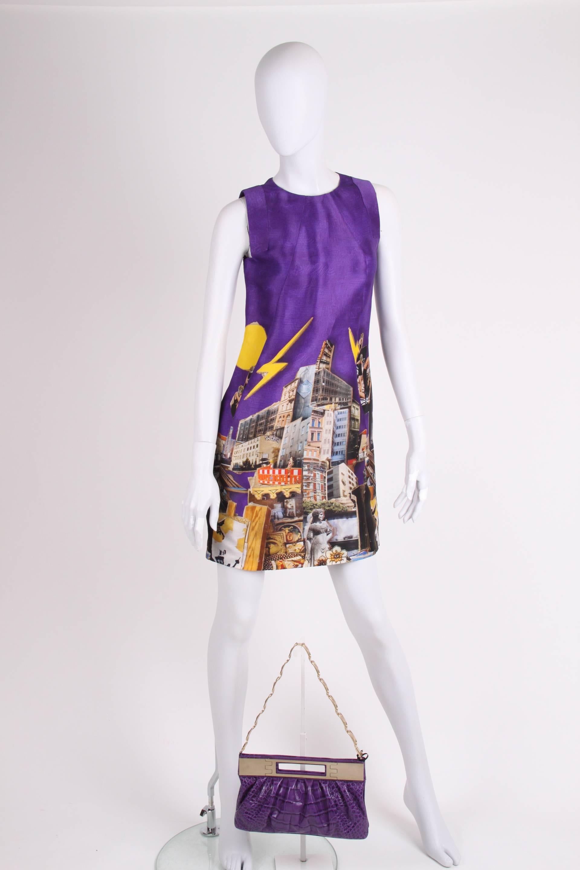Women's Versace & Tim Roeloffs Art Print Silk Dress - purple