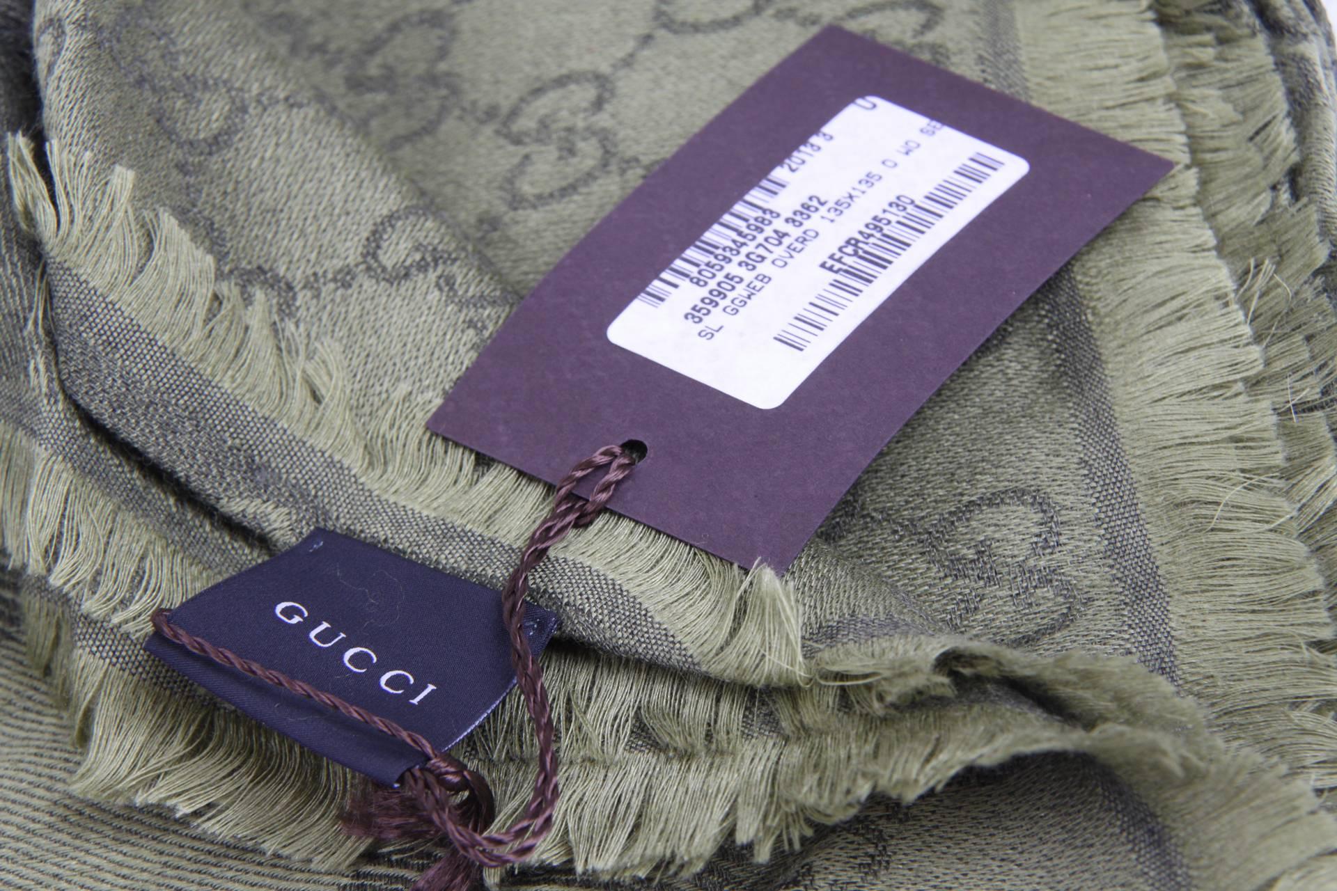 Gucci Scarf GG Web - green  In New Condition In Baarn, NL