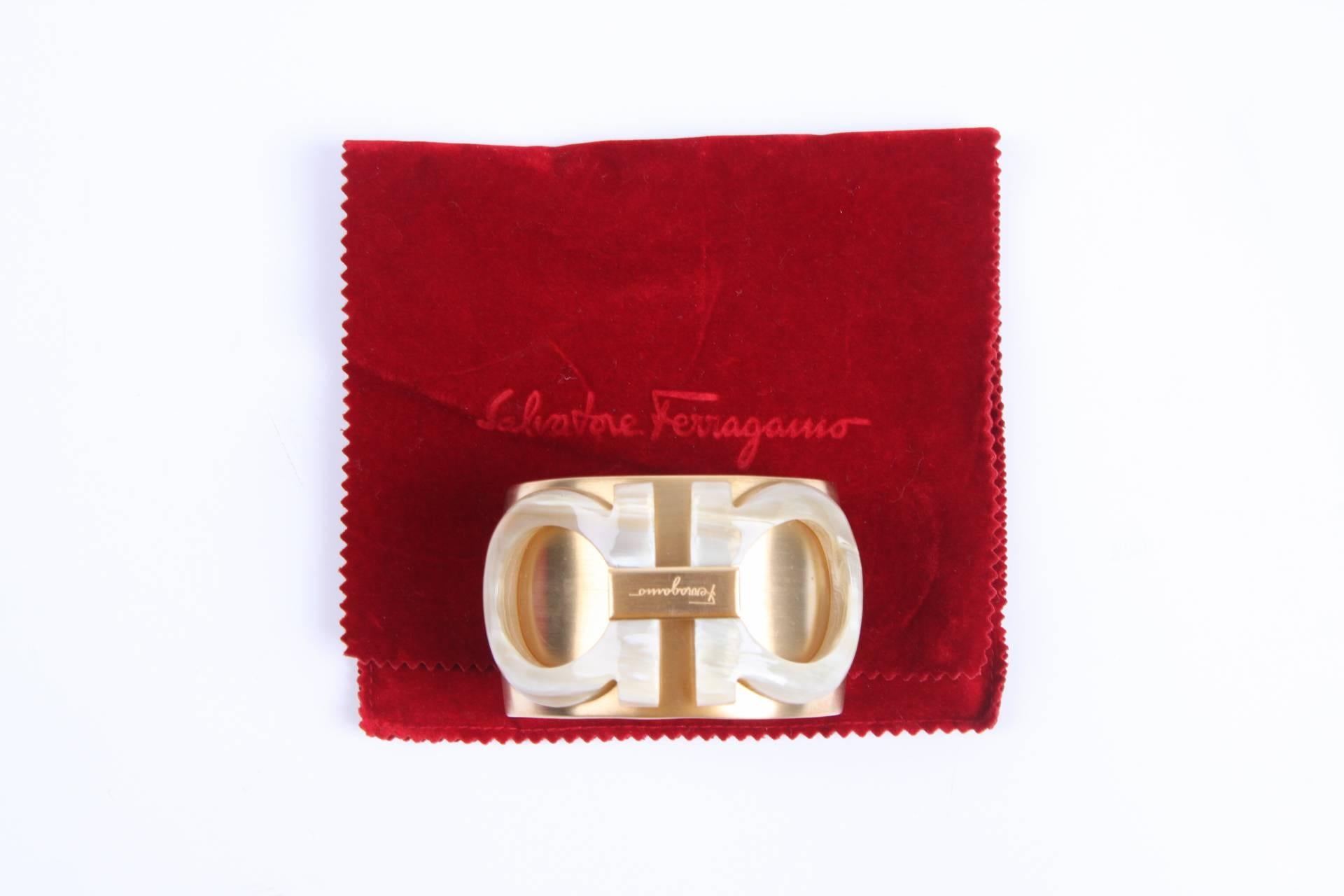 Women's or Men's Salvatore Ferragamo Gancini Cuff Bracelet - matte gold 