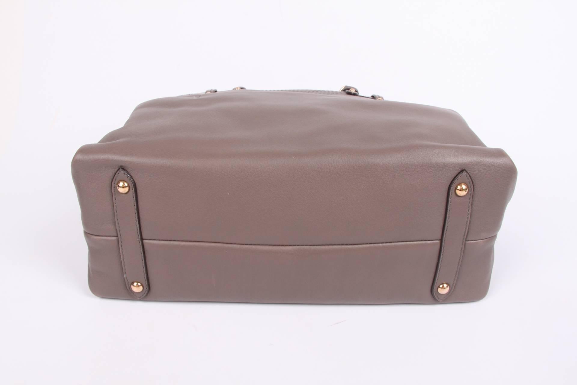 Gray Salvatore Ferragamo Leather Buckled Tote Bag Visone - taupe Salvatore Ferr For Sale
