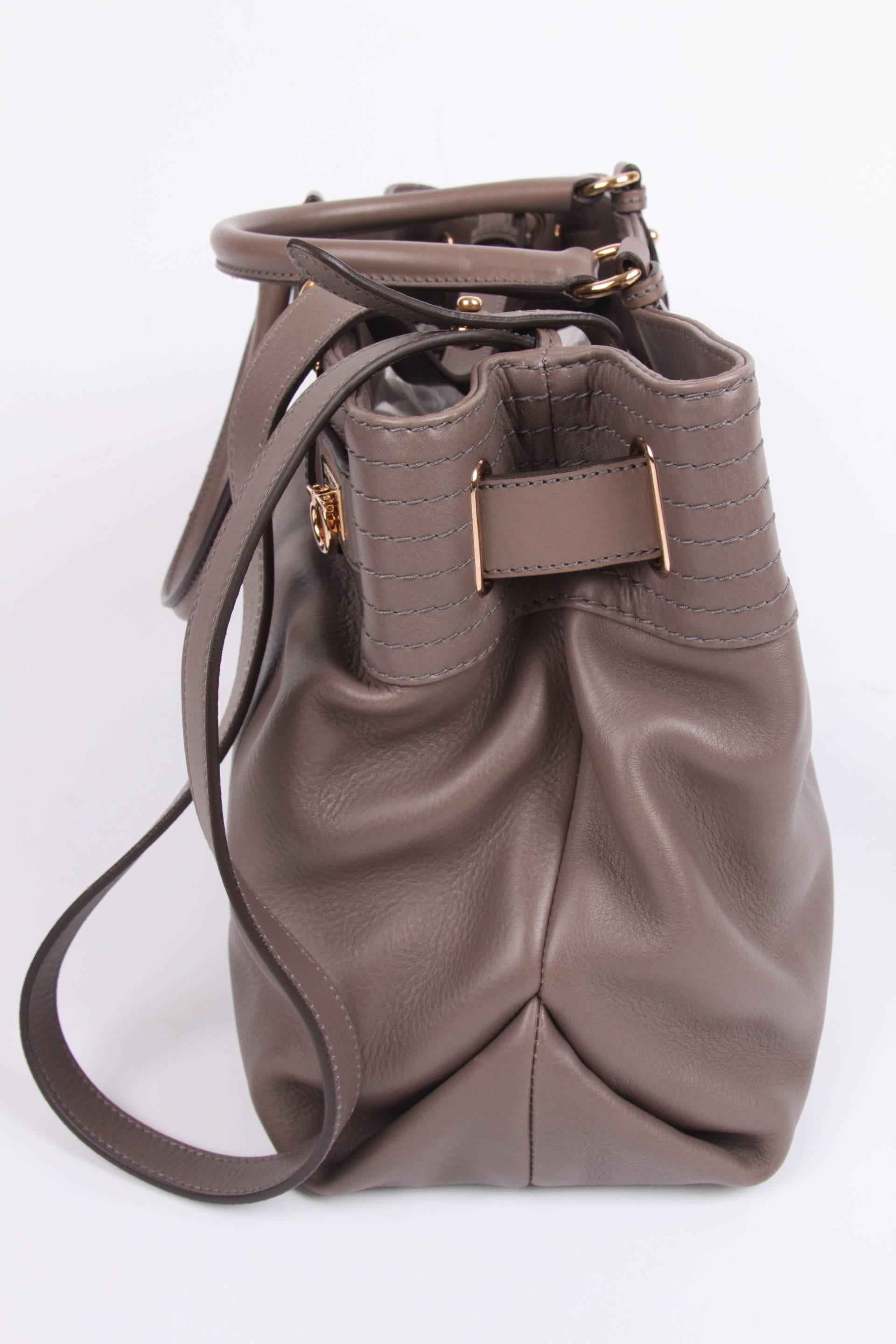 Women's Salvatore Ferragamo Leather Buckled Tote Bag Visone - taupe Salvatore Ferr For Sale