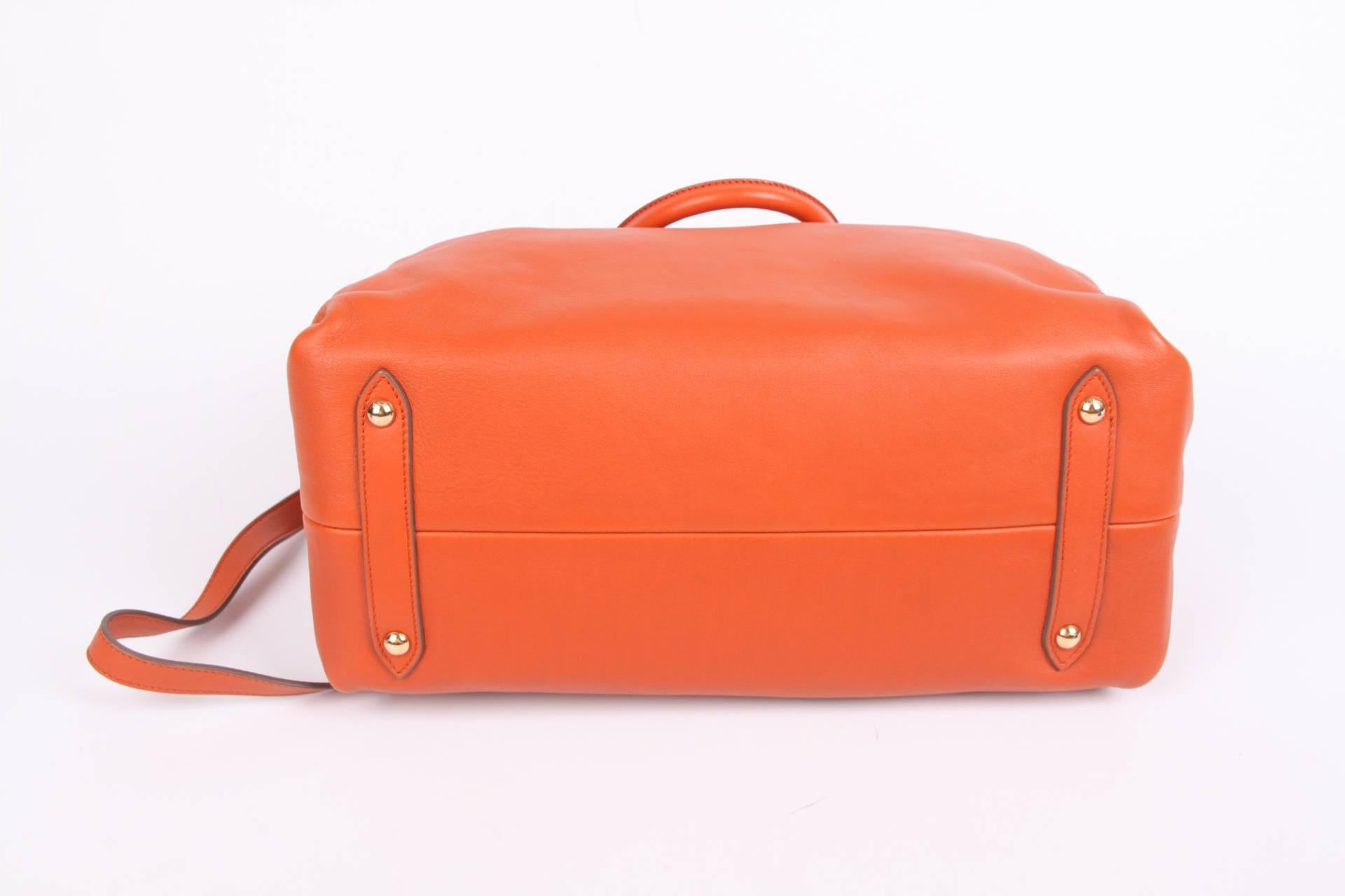 Orange Salvatore Ferragamo Leather Buckled Tote Bag Visone - orange 