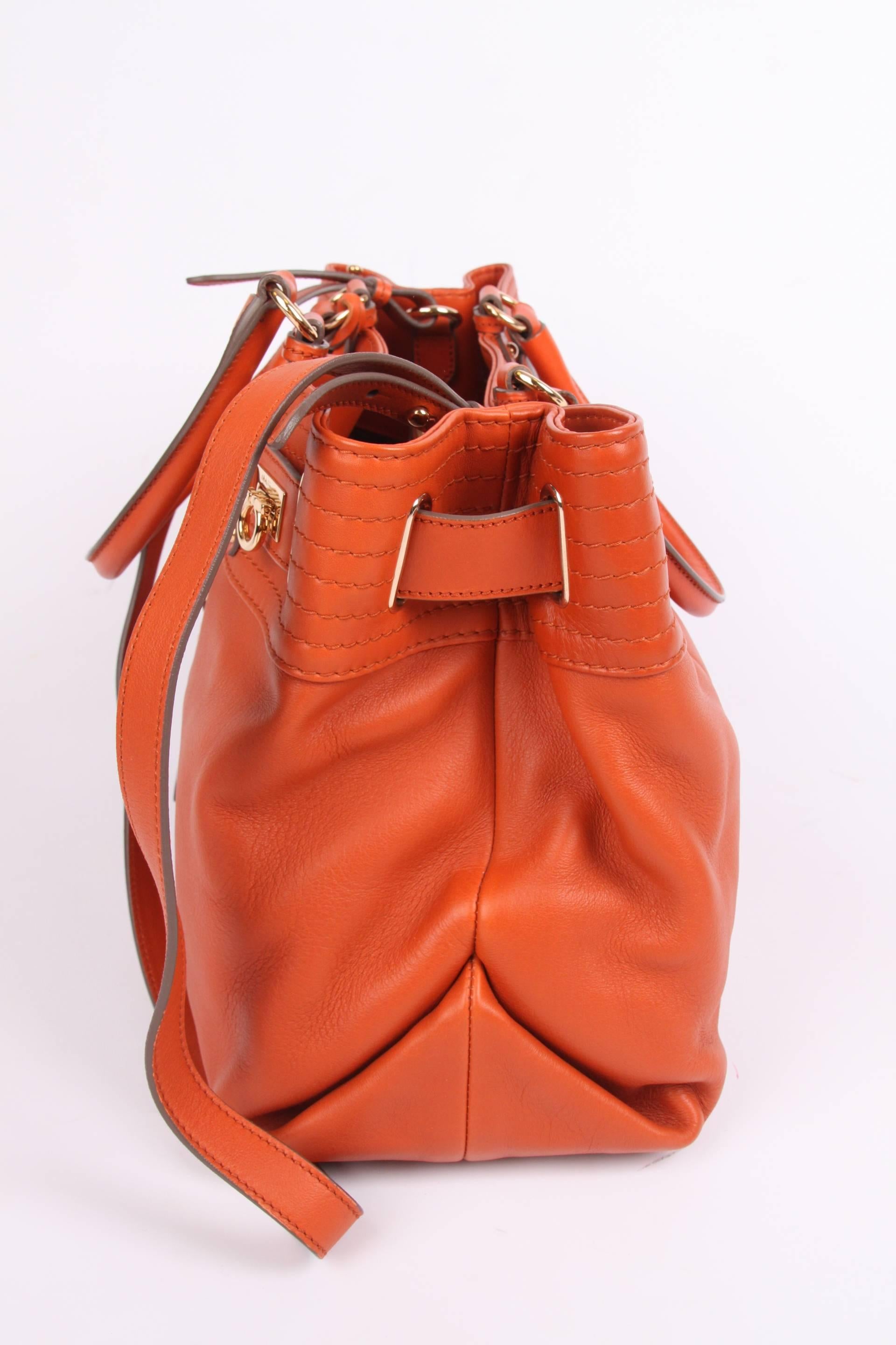 Salvatore Ferragamo Leather Buckled Tote Bag Visone - orange  3