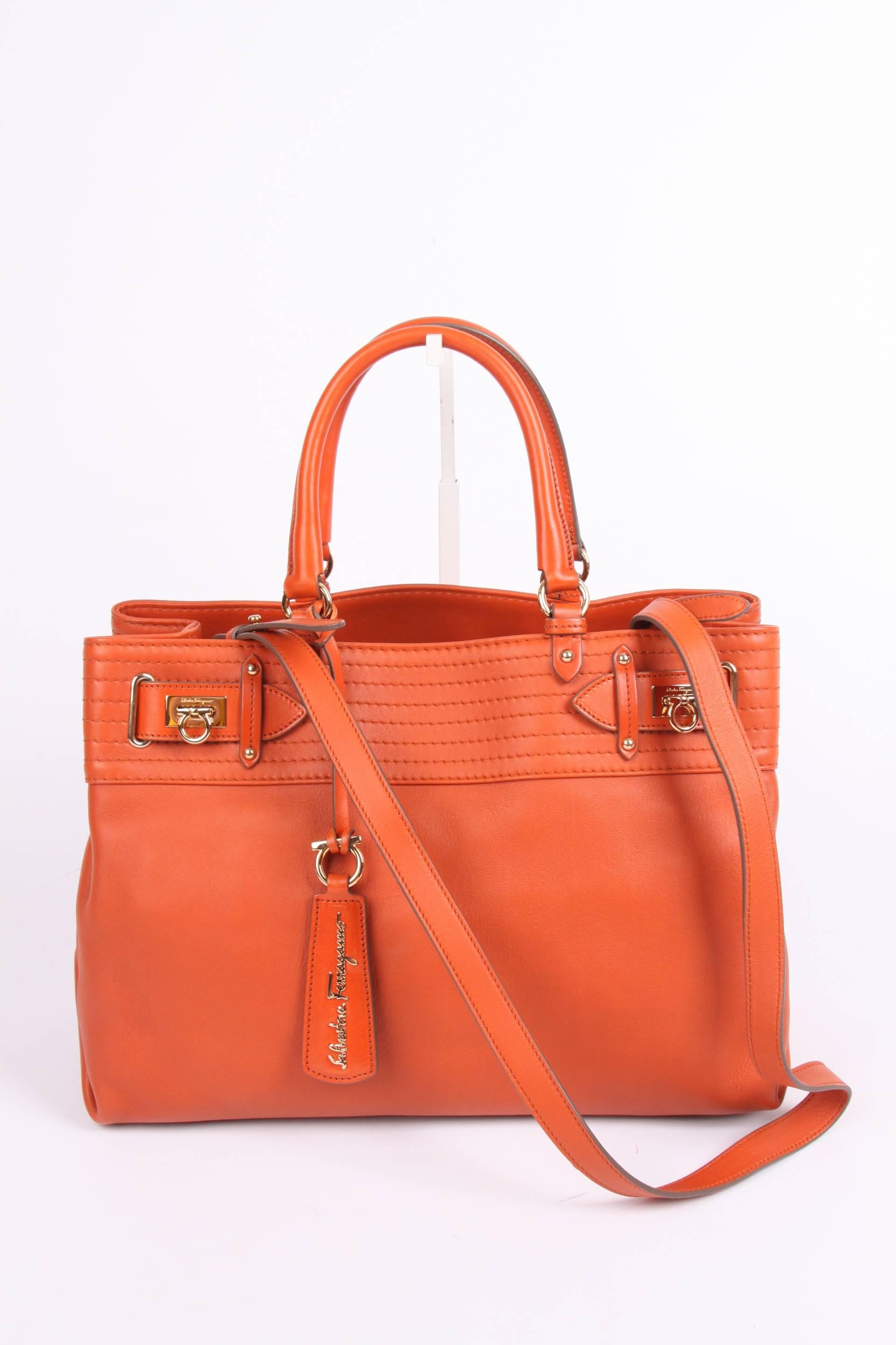 Salvatore Ferragamo Leather Buckled Tote Bag Visone - orange  5