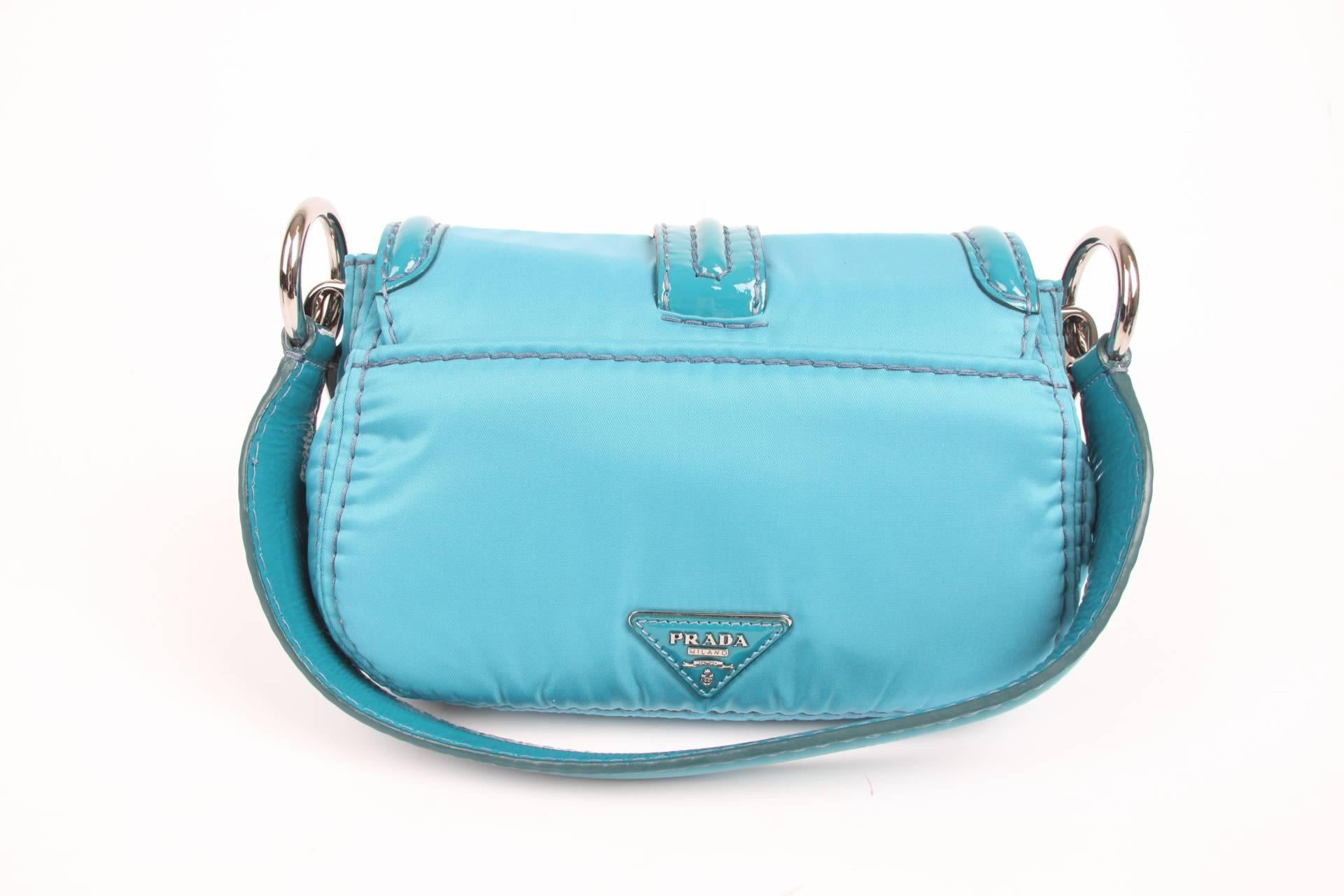 Blue Prada Pattina Sottospalla Handbag - turquoise