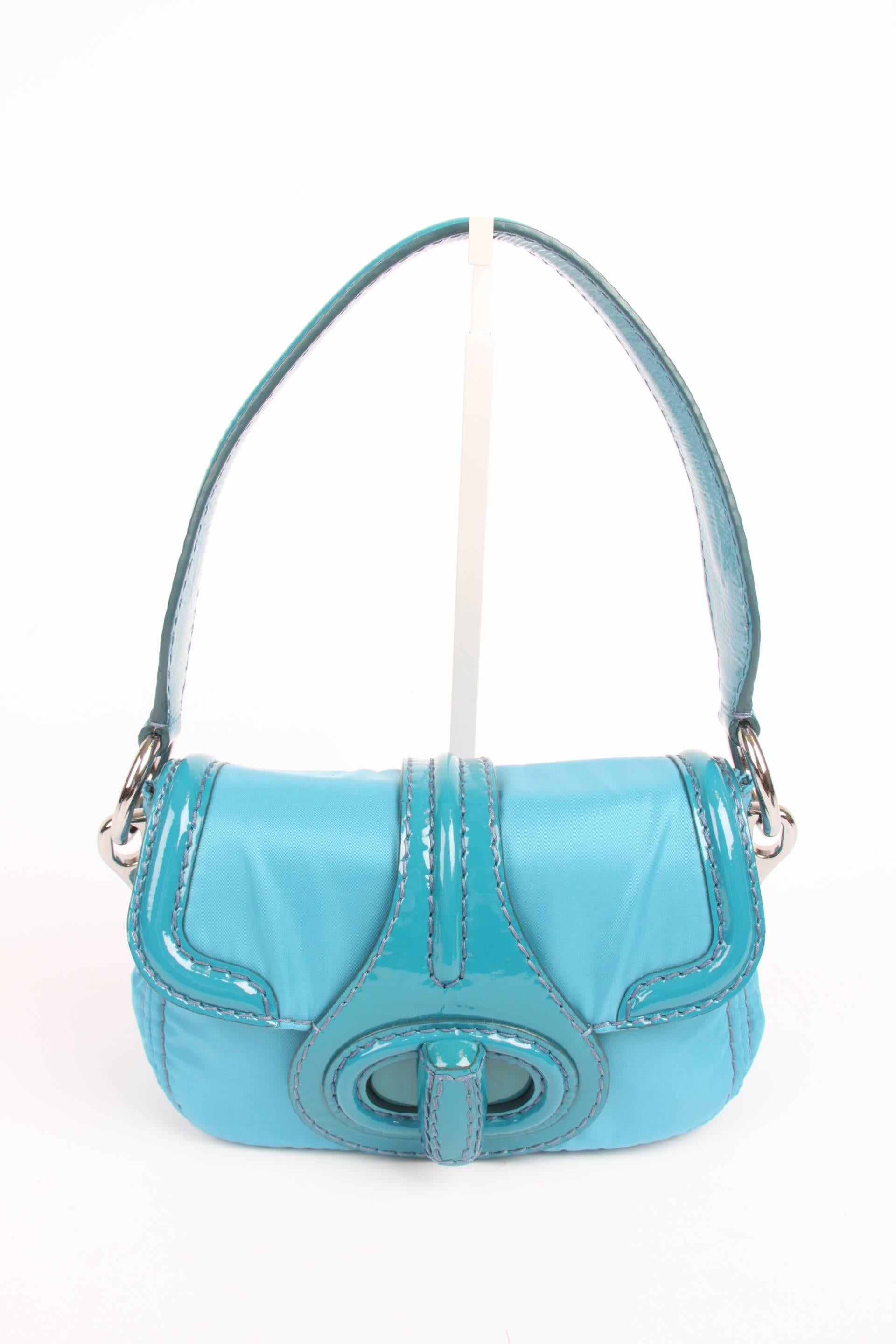 Prada Pattina Sottospalla Handbag - turquoise In New Condition In Baarn, NL