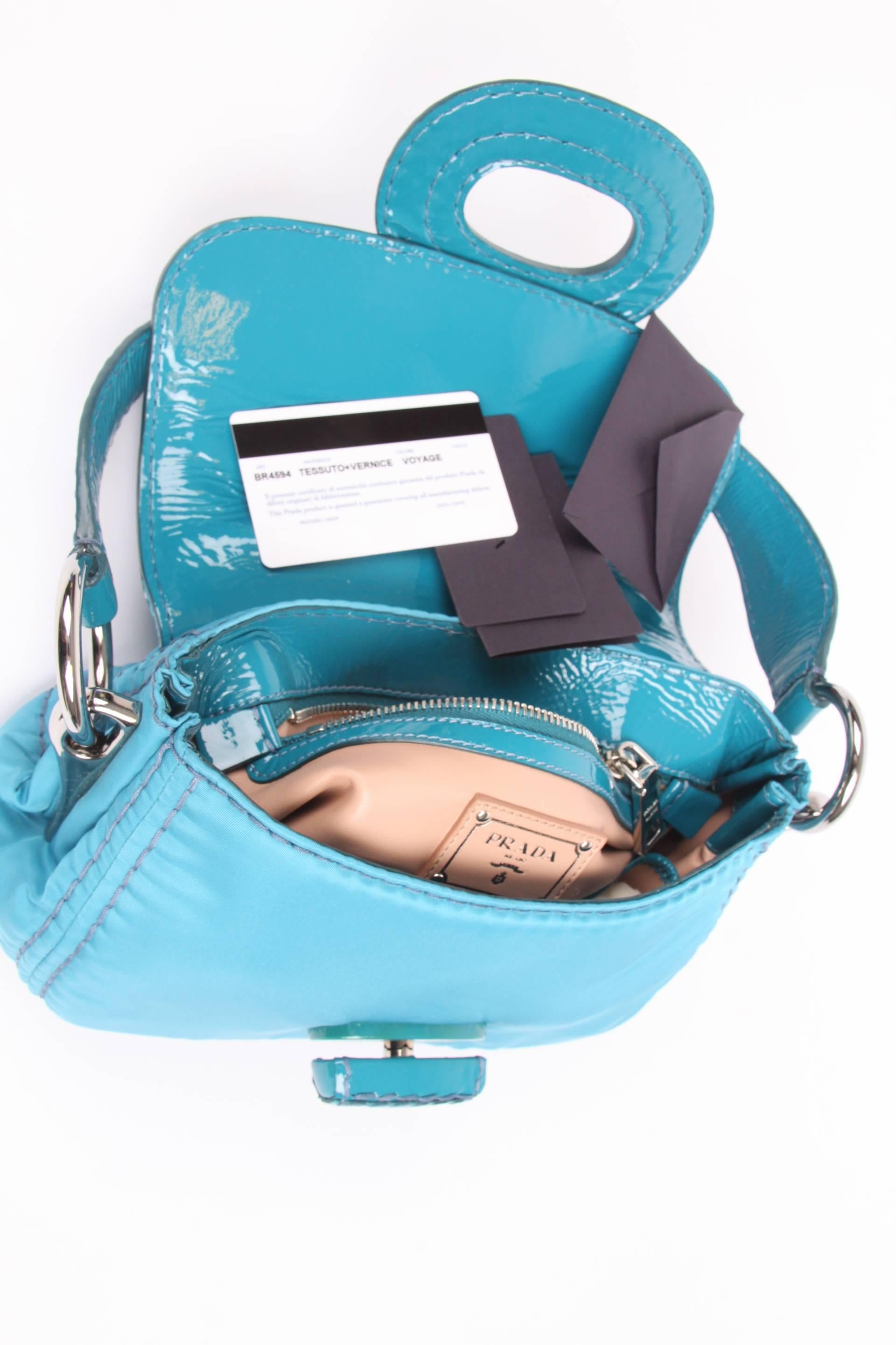 Prada Pattina Sottospalla Handbag - turquoise 1