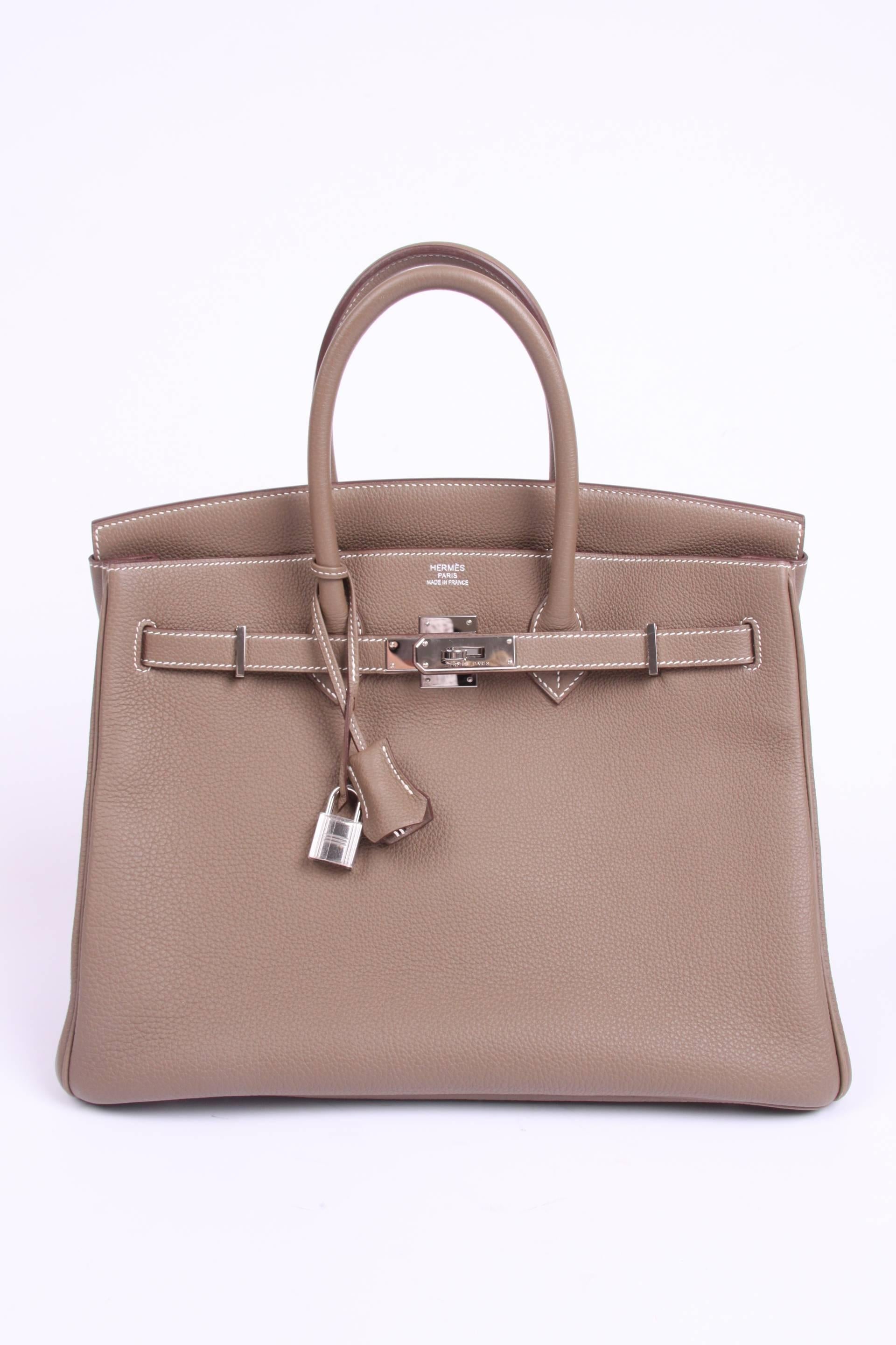 Herms Birkin Bag 35 Togo Étoupe - silvertone hardware 3