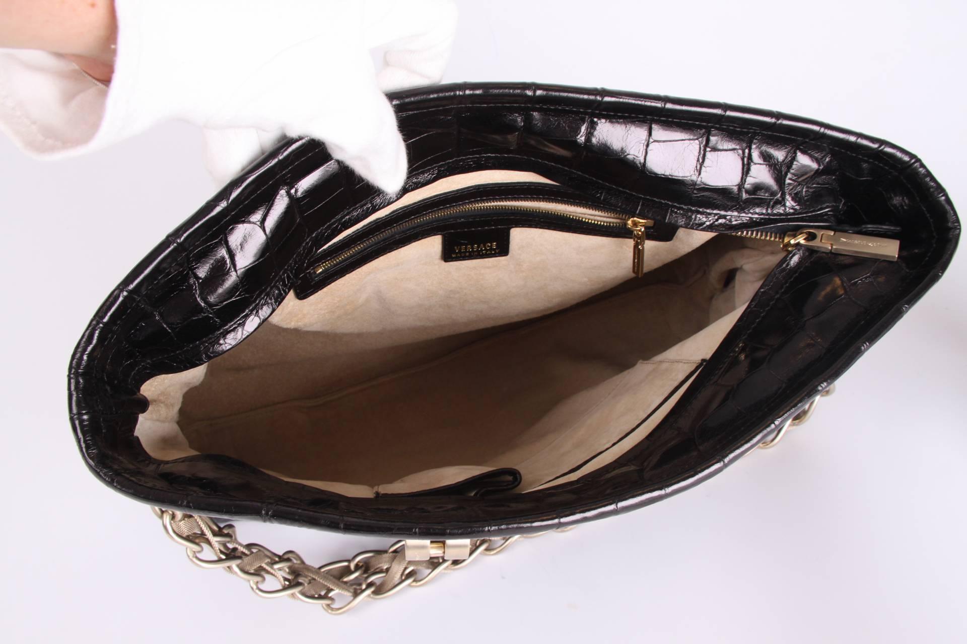 Versace Croco Print Leather Bag - black 2008 1