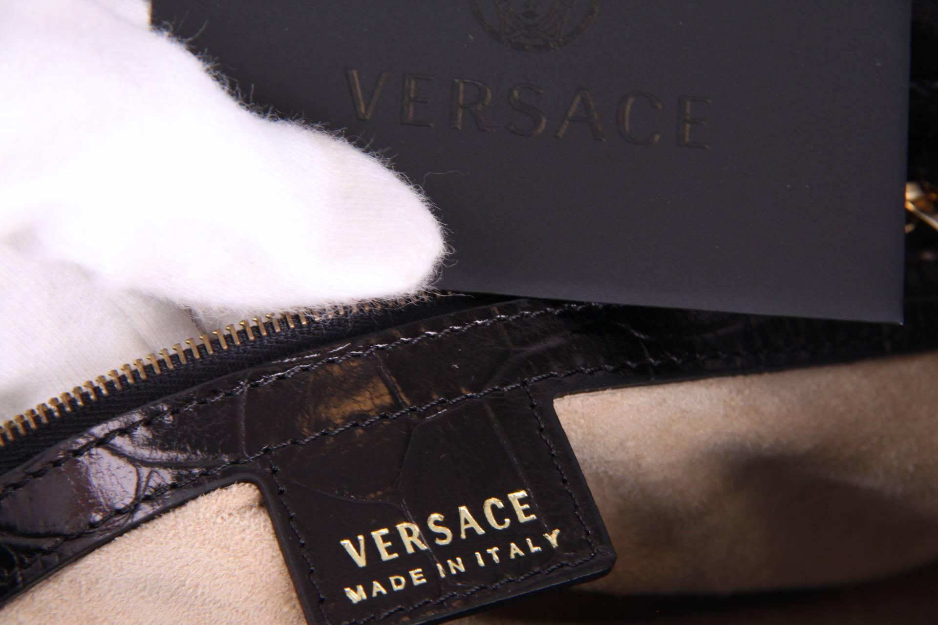Versace Croco Print Leather Bag - black 2008 2