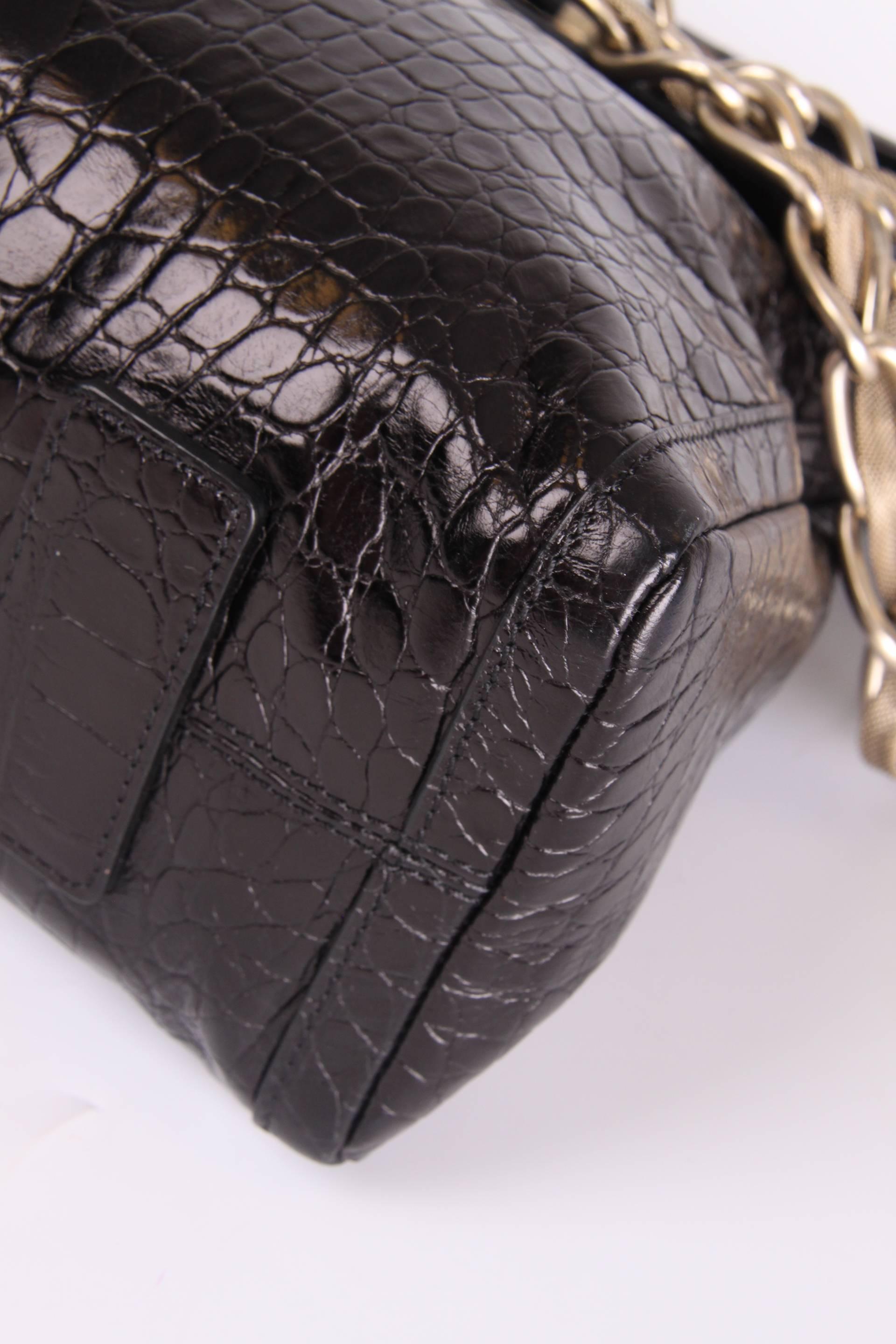 Versace Croco Print Leather Bag - black 2008 4