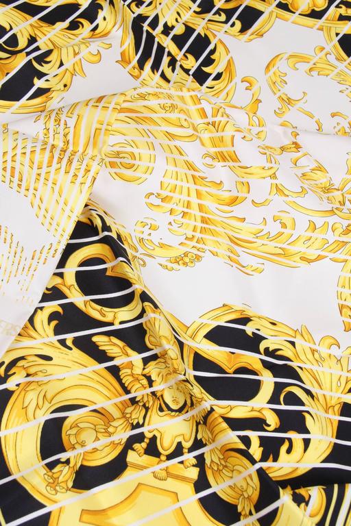 Versace Silk Scarf Baroque Print black/white/gold at 1stDibs