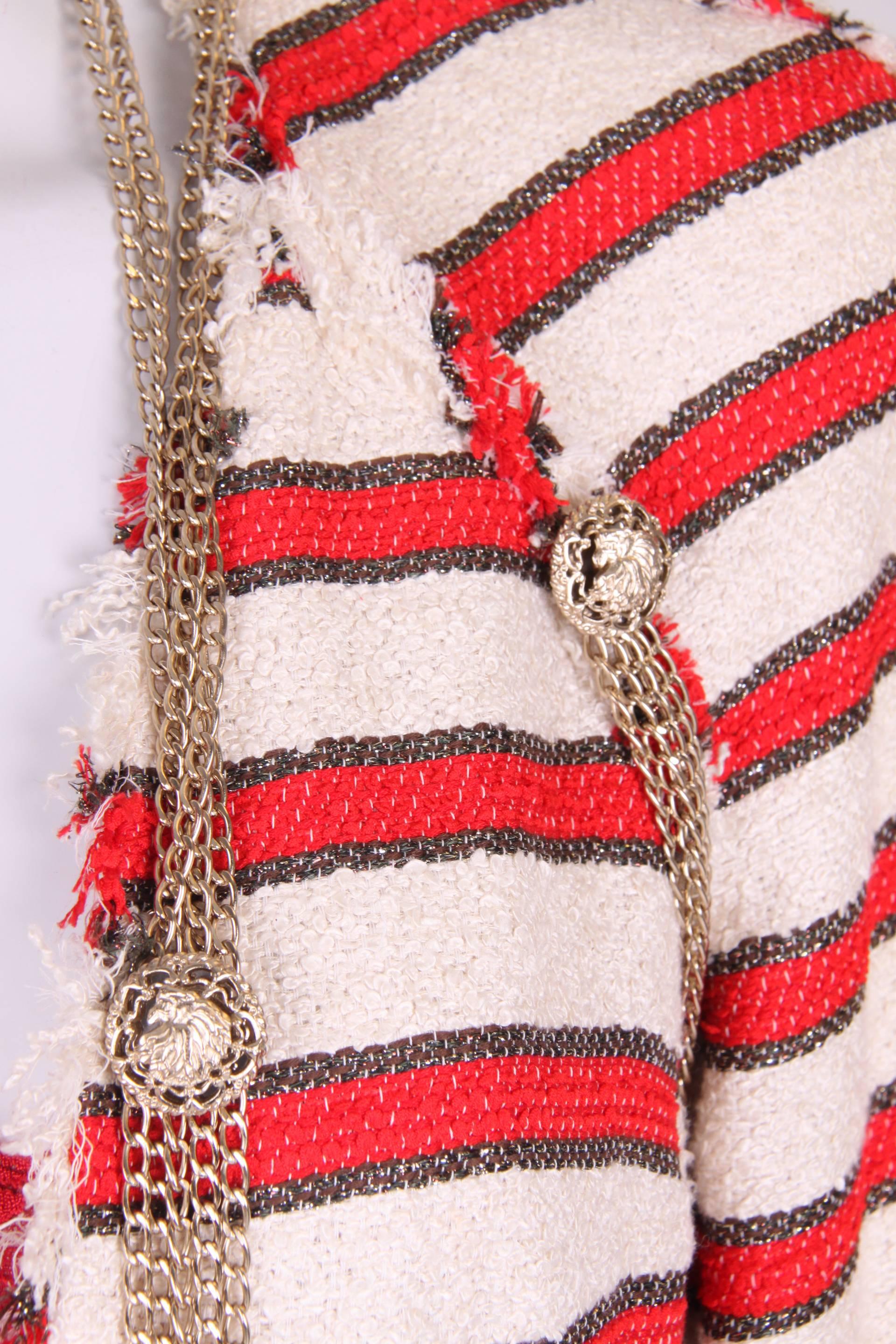 Chanel Stars Stripes Collection Jacket 2008P - red/off-white/dark brown 3