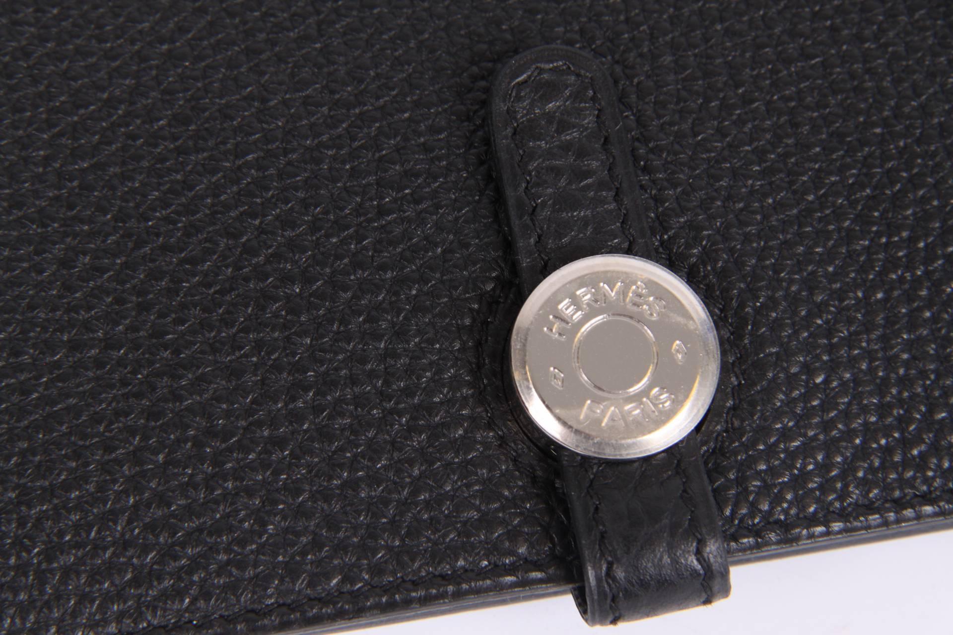 Black Hermes Dogon Combined Wallet Togo Leather - black