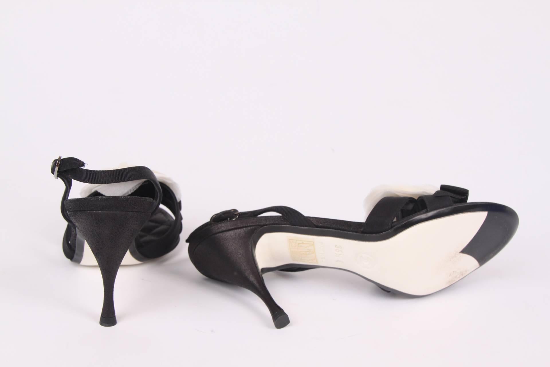 Black Chanel Camellia Sandals - black & white