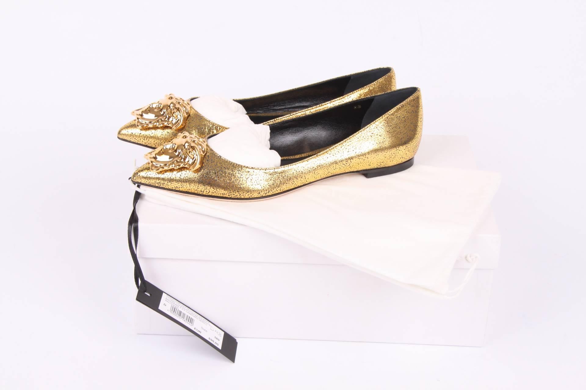 Versace Medusa Ballerina Flats - gold leather In New Condition In Baarn, NL