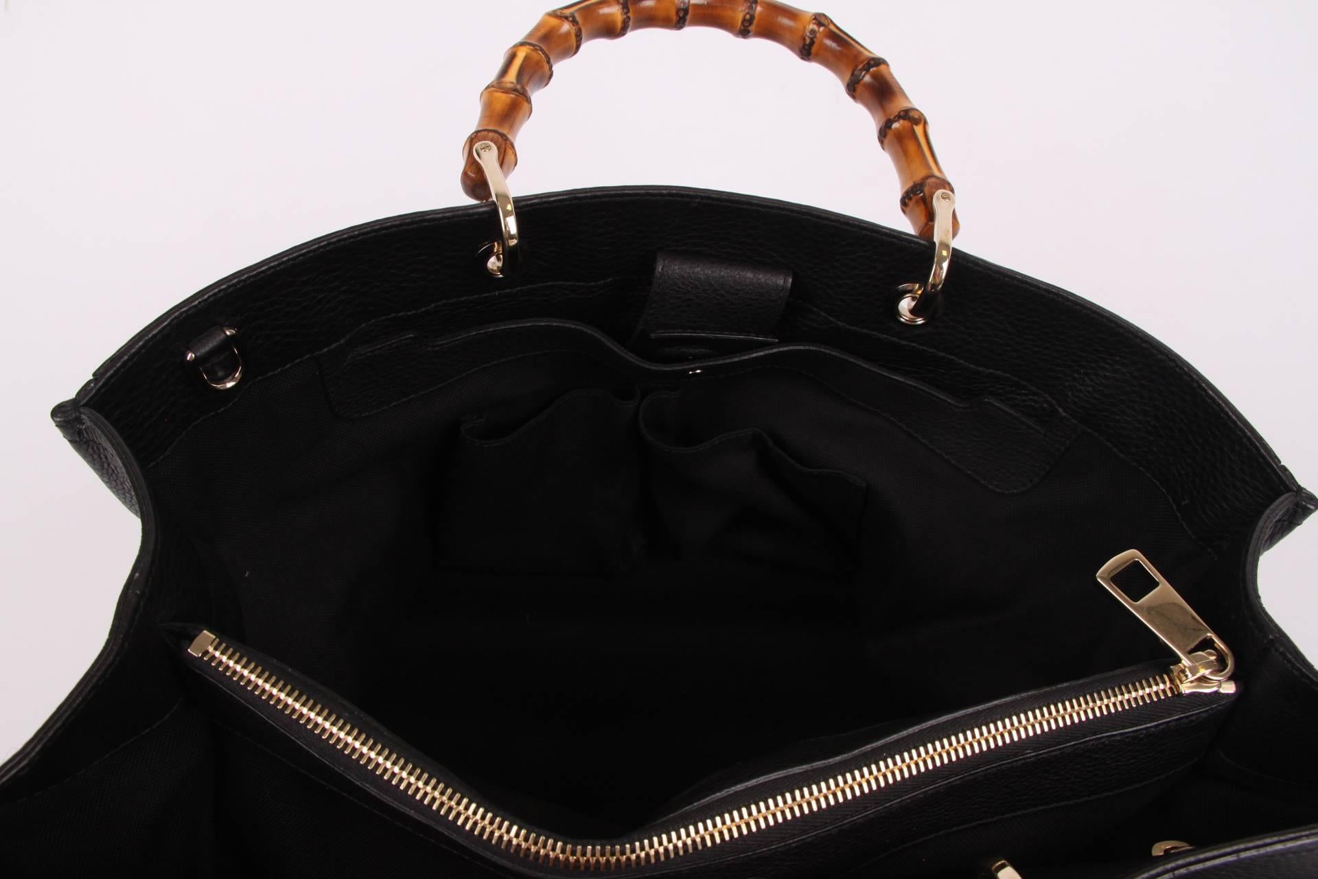 Gucci Bamboo Shopper Tote Bag L - black leather  In Excellent Condition In Baarn, NL