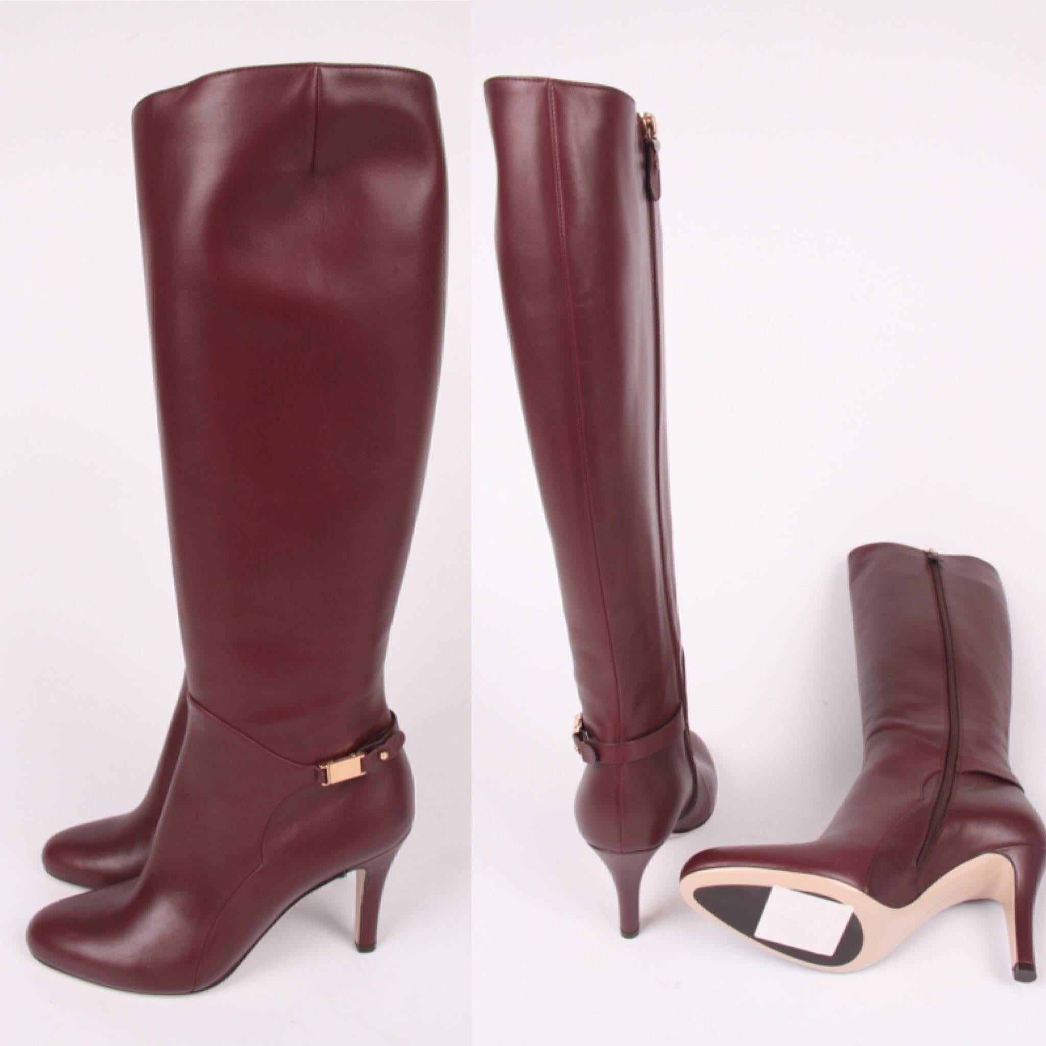 Salvatore Ferragamo Clementina Knee-high Boots - burgundy In New Condition In Baarn, NL