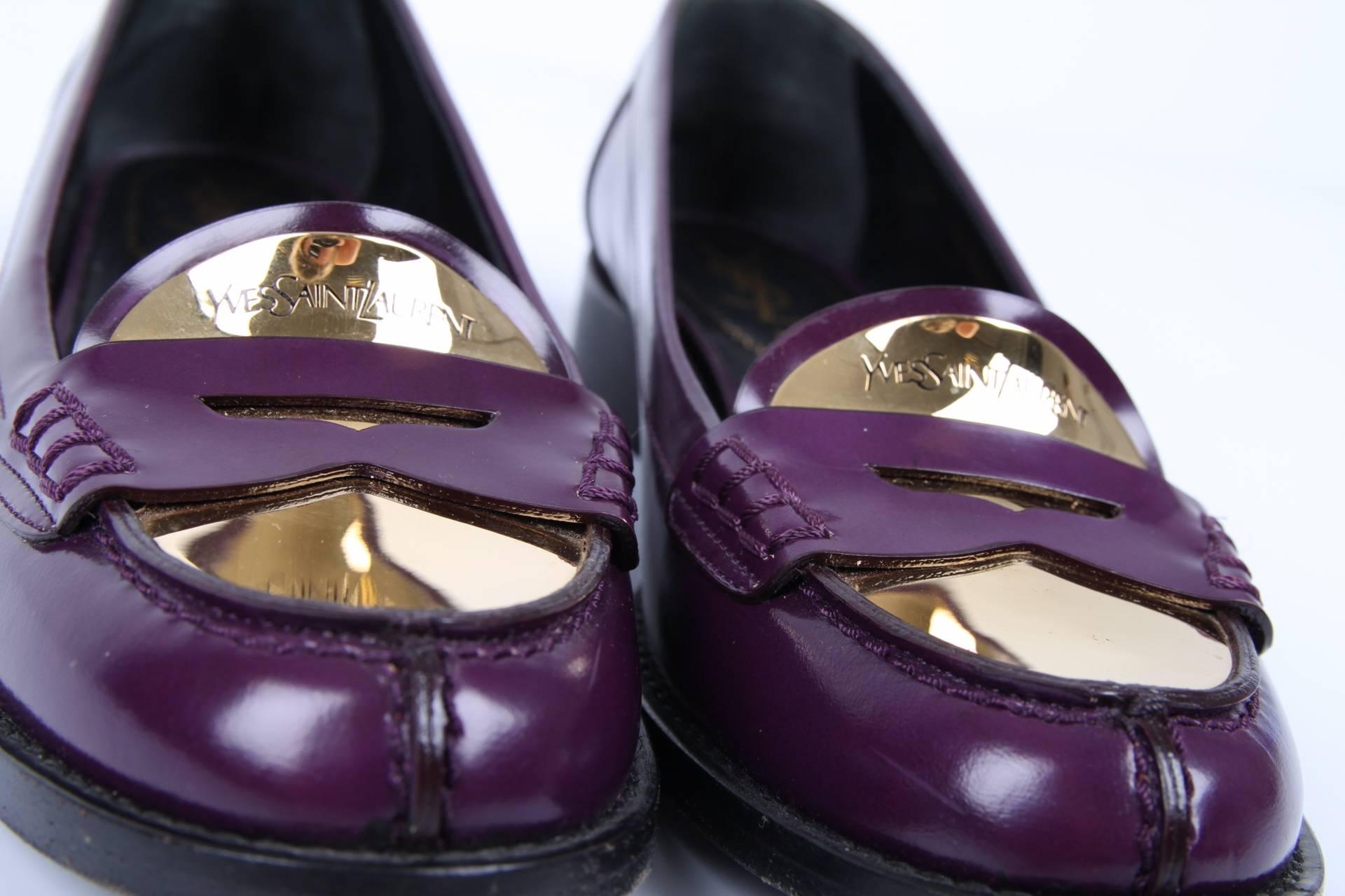 purple penny loafers