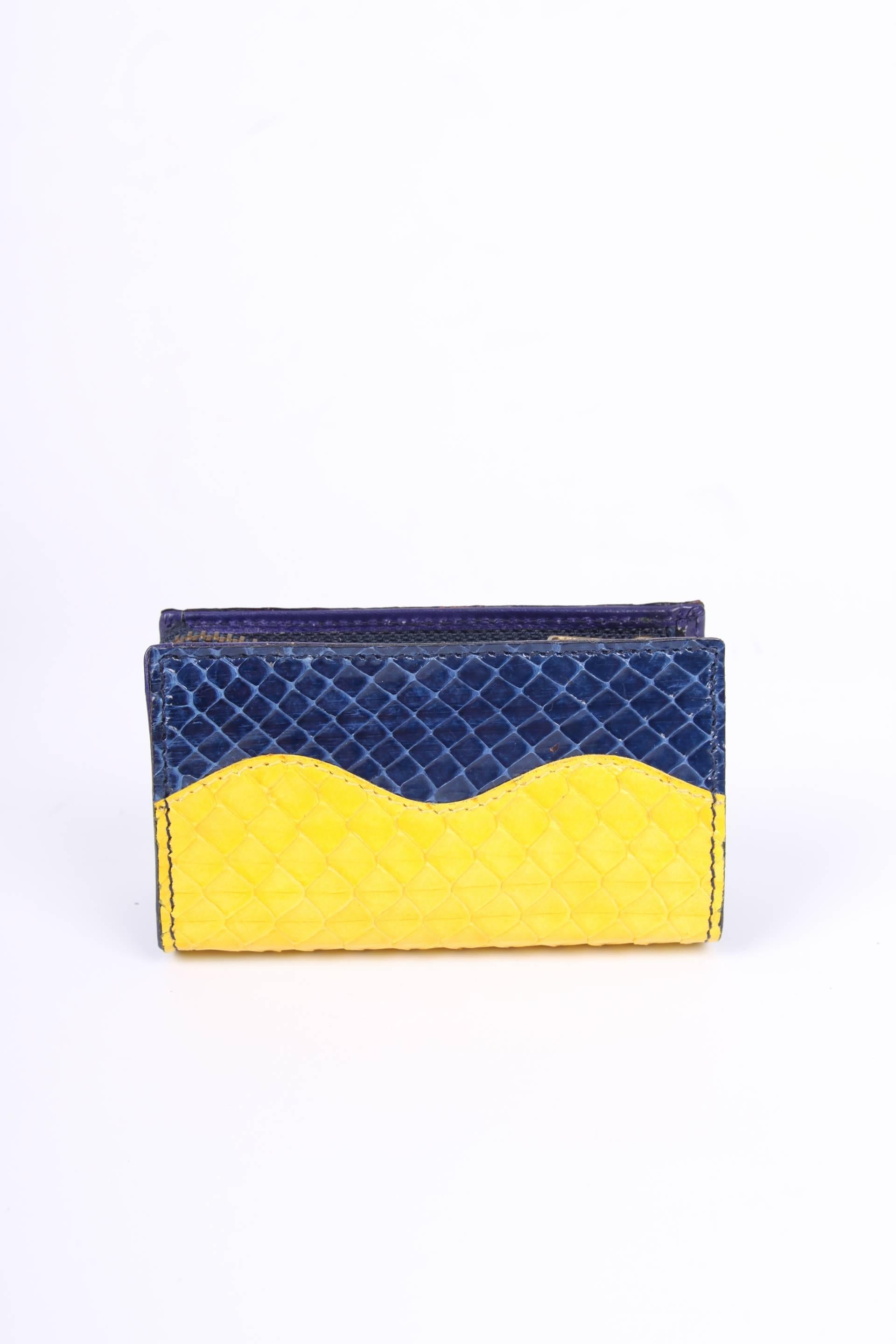 Blue Celine Micro Wallet Python Leather Vintage - red/green/blue/yellow