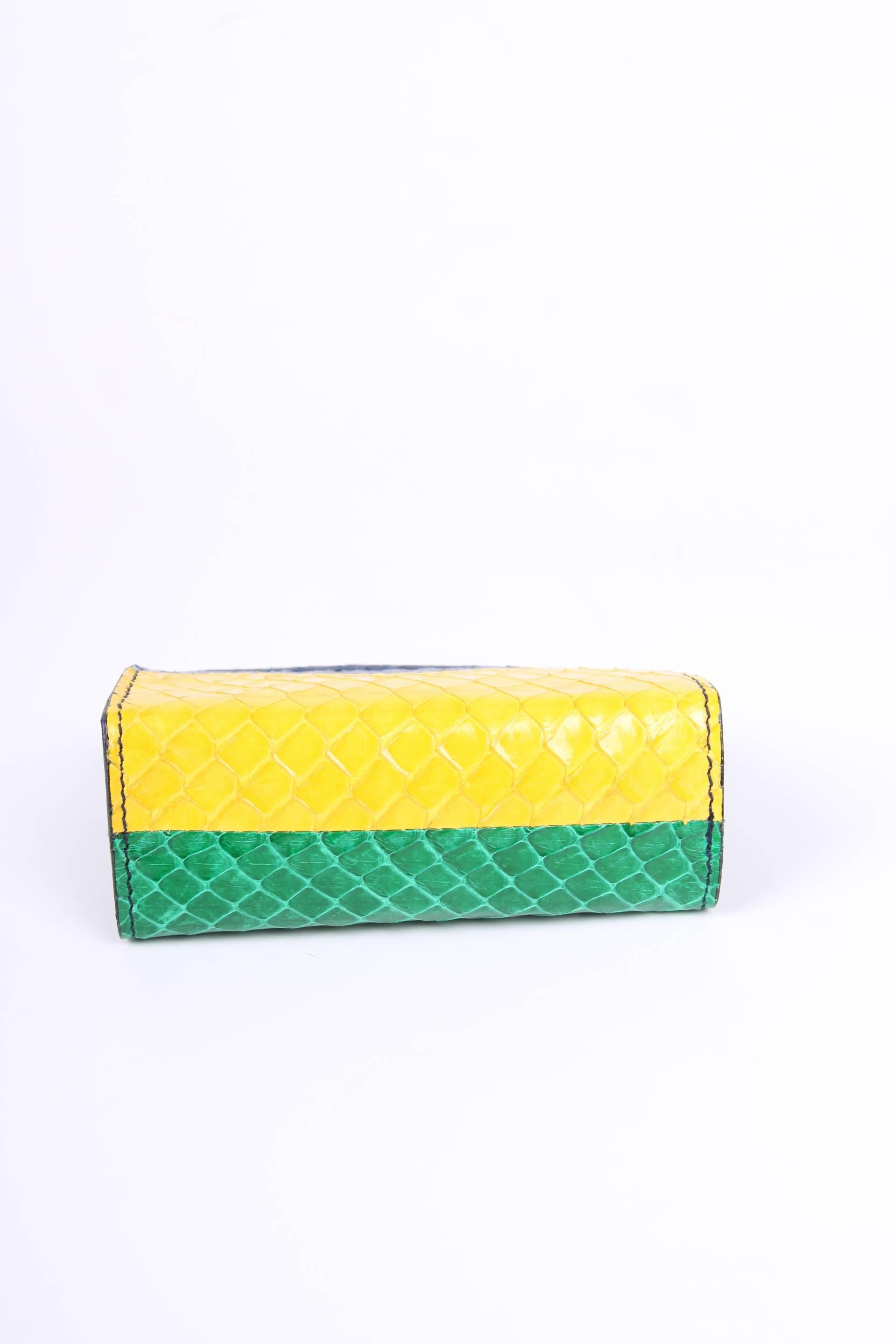 Celine Micro Wallet Python Leather Vintage - red/green/blue/yellow In New Condition In Baarn, NL
