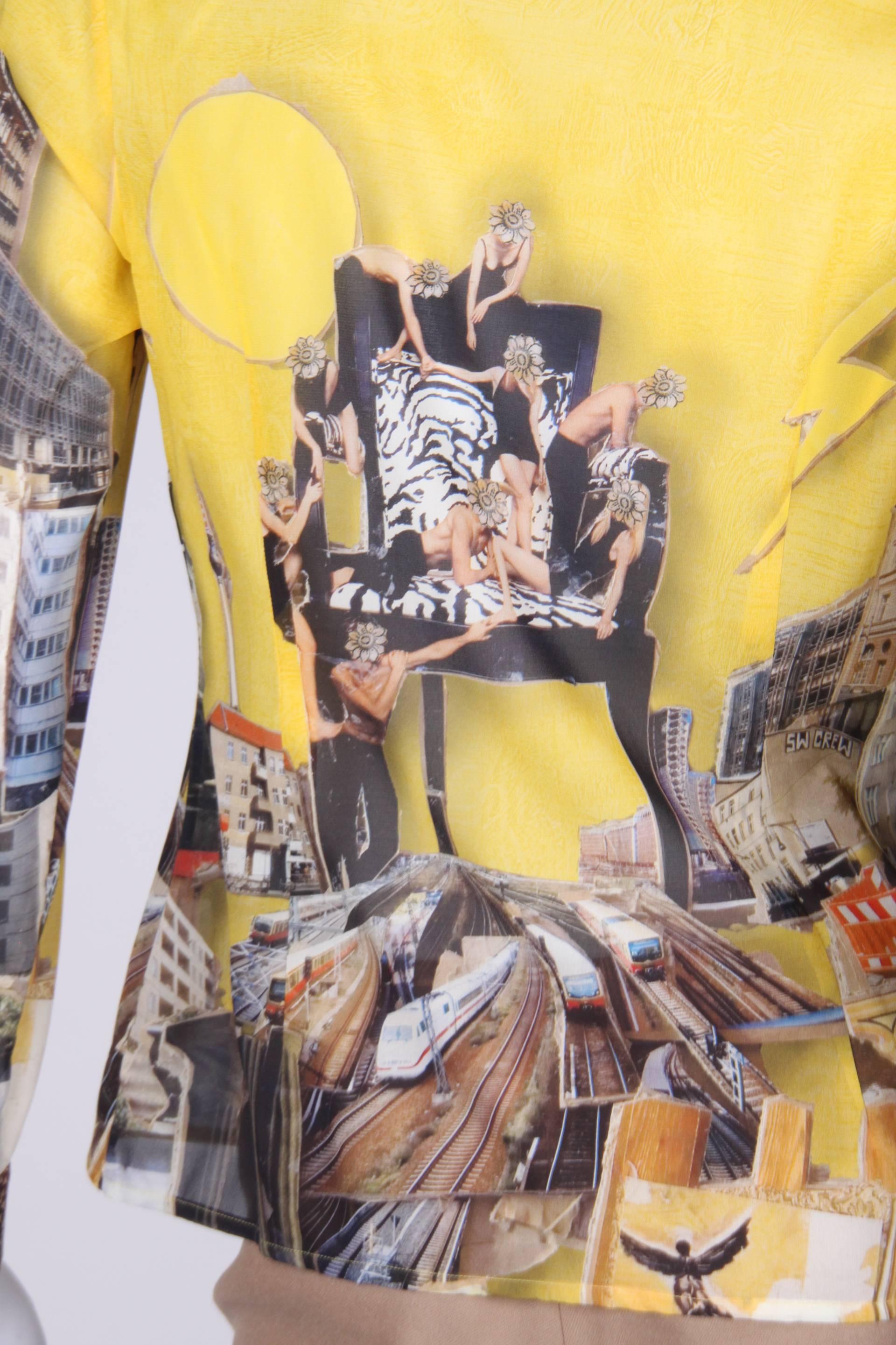 Yellow Versace & Tim Roeloffs Art Print Silk Blouse - yellow