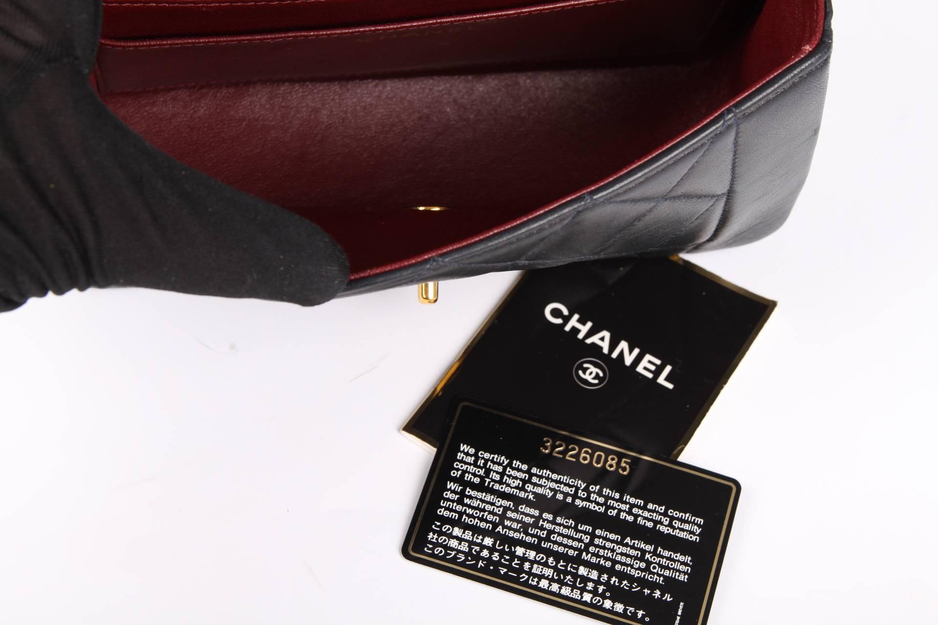 Chanel Vintage Diana Single Flap Bag - dark blue leather 1995 2