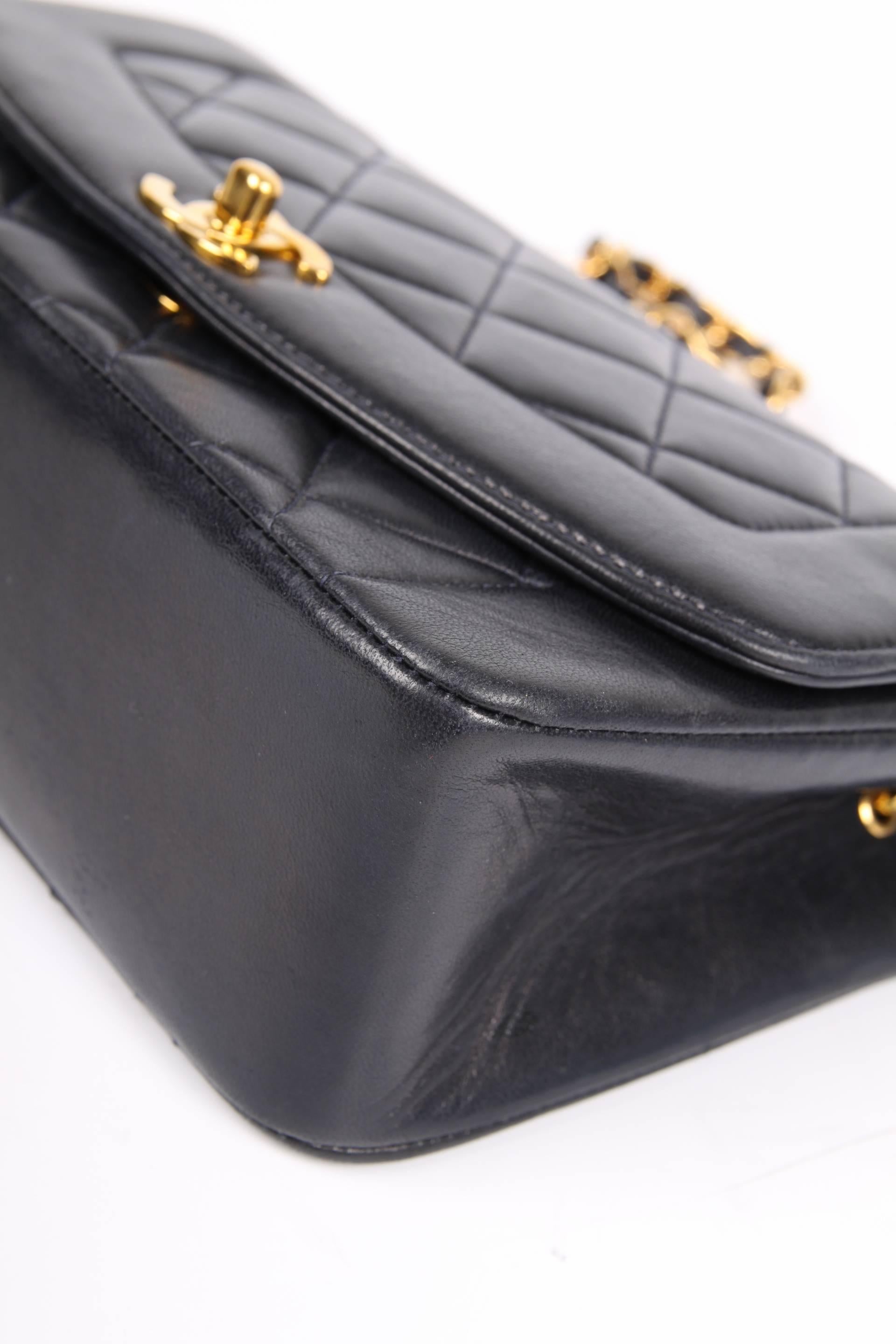 Chanel Vintage Diana Single Flap Bag - dark blue leather 1995 3